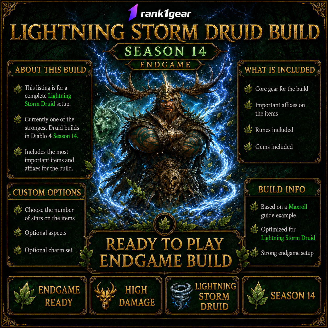 Diablo 4⚔️ Season 14⚔️Lightning Storm Druid Build Endgame⚔️BEST BUILD ⚔️S+ TIER