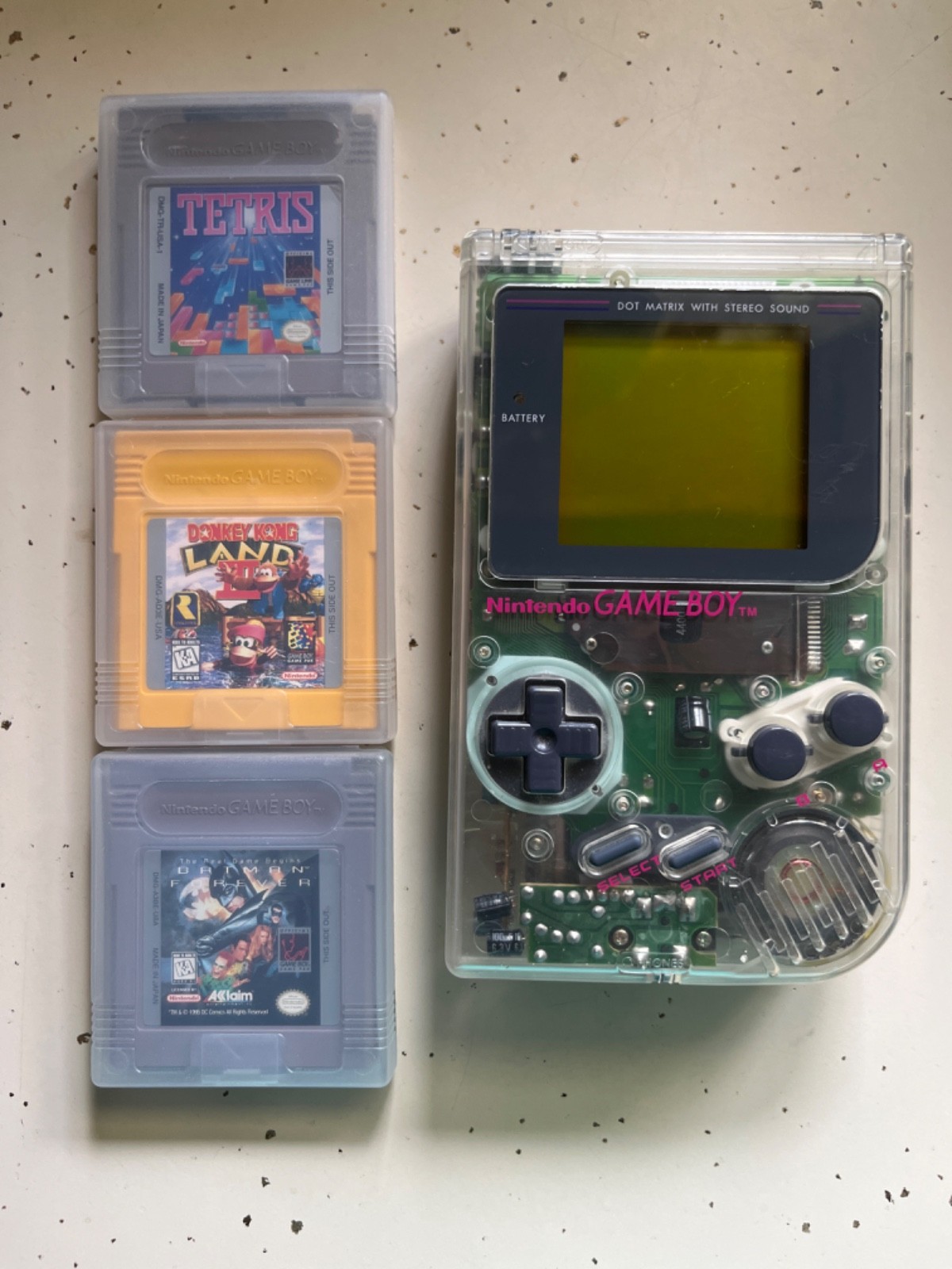 Nintendo Gameboy Original Clear Play it Loud DMG-01 Works with games