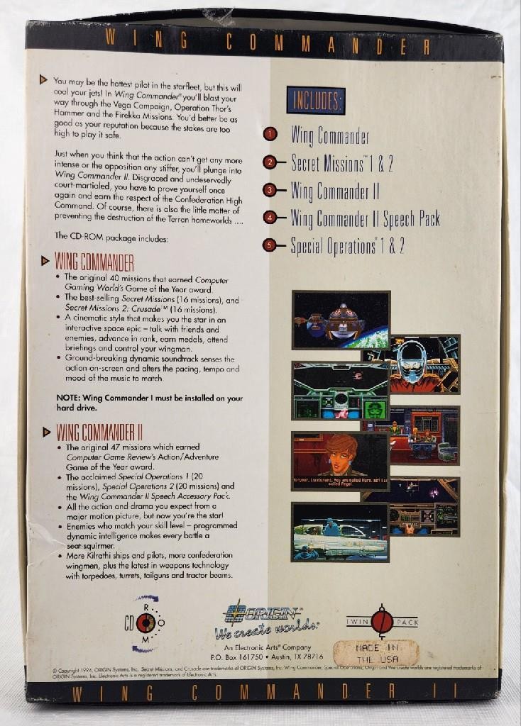 Wing Commander I/1 & II/2 PC 1990 Big Box Special CD-Rom Edition Game Complete