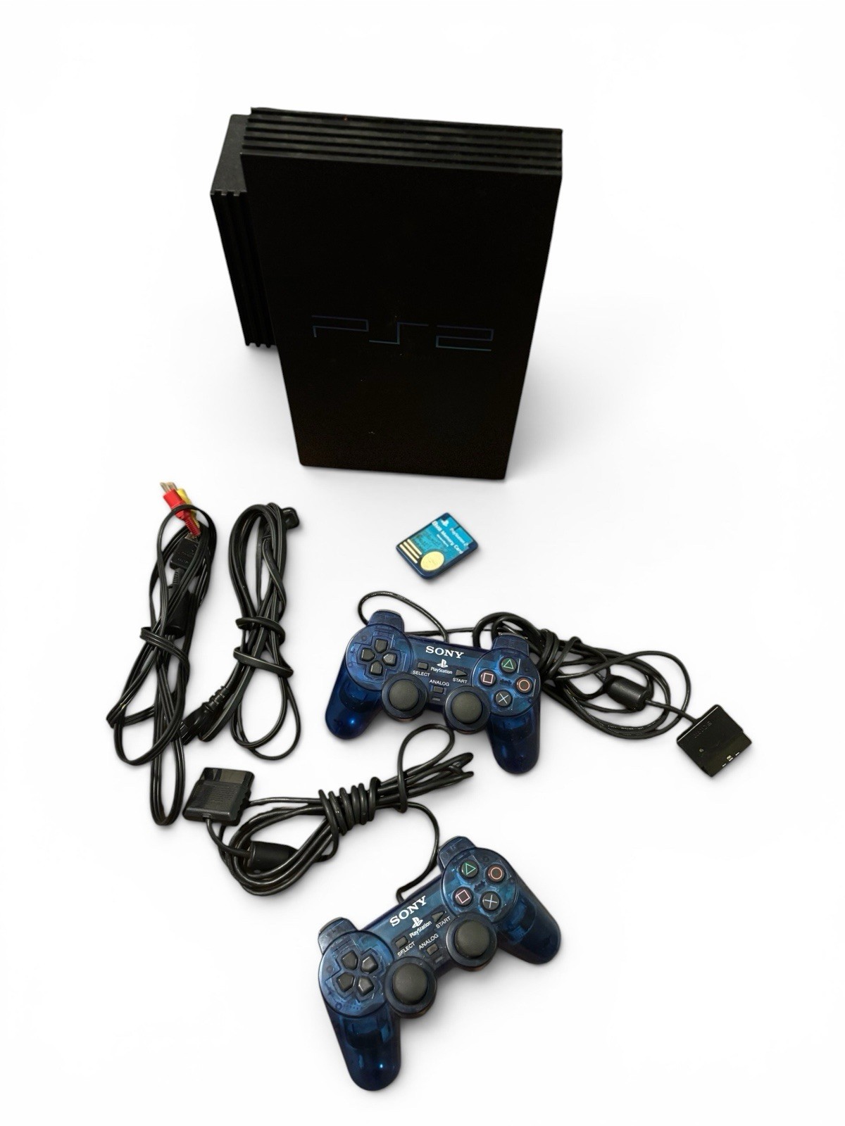 Sony PS2 Fat Console Bundle HDD Adapter Blue Controllers Memory Card TESTED