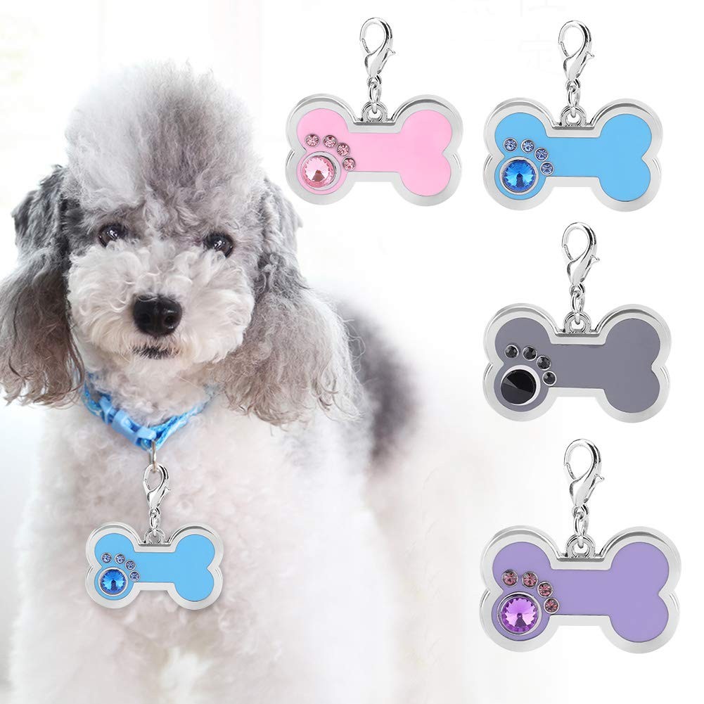 4 Colors Cute Pet Zinc Alloy ID Tag, Bone Shaped with 3.4 * 2.2cm, Pink