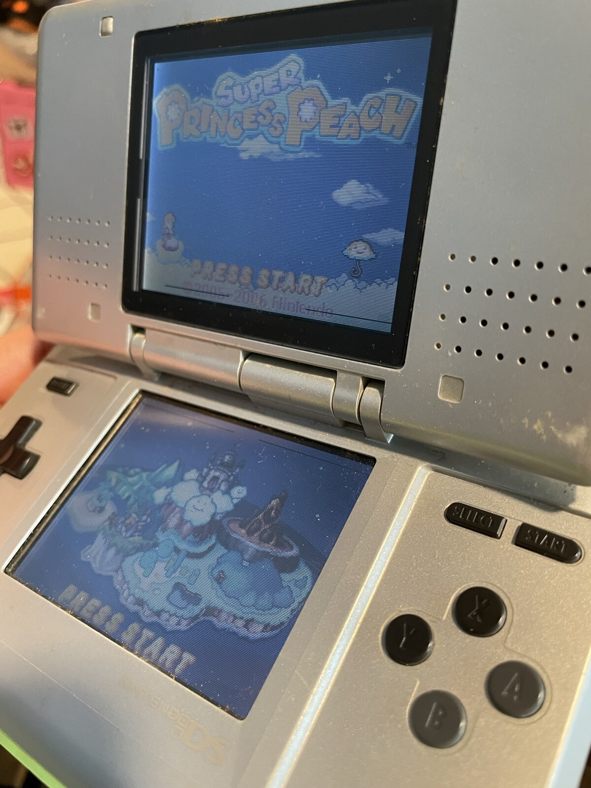 Silver Nintendo DS Handheld Video Game Works System NTR-001 Stylus Charger Cable
