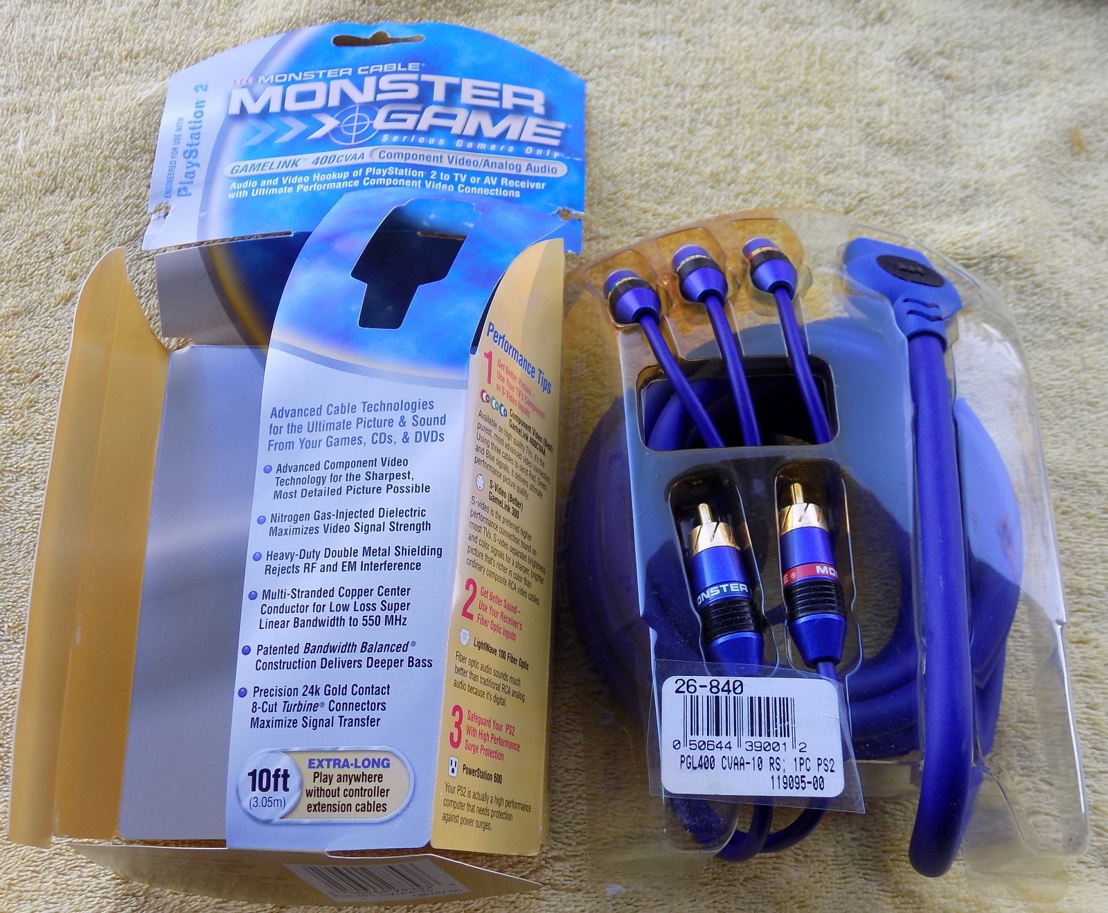 Monster Cable GameLink 400CVAA Gold Component PS2 A/V Cable – NWO Blister Pack