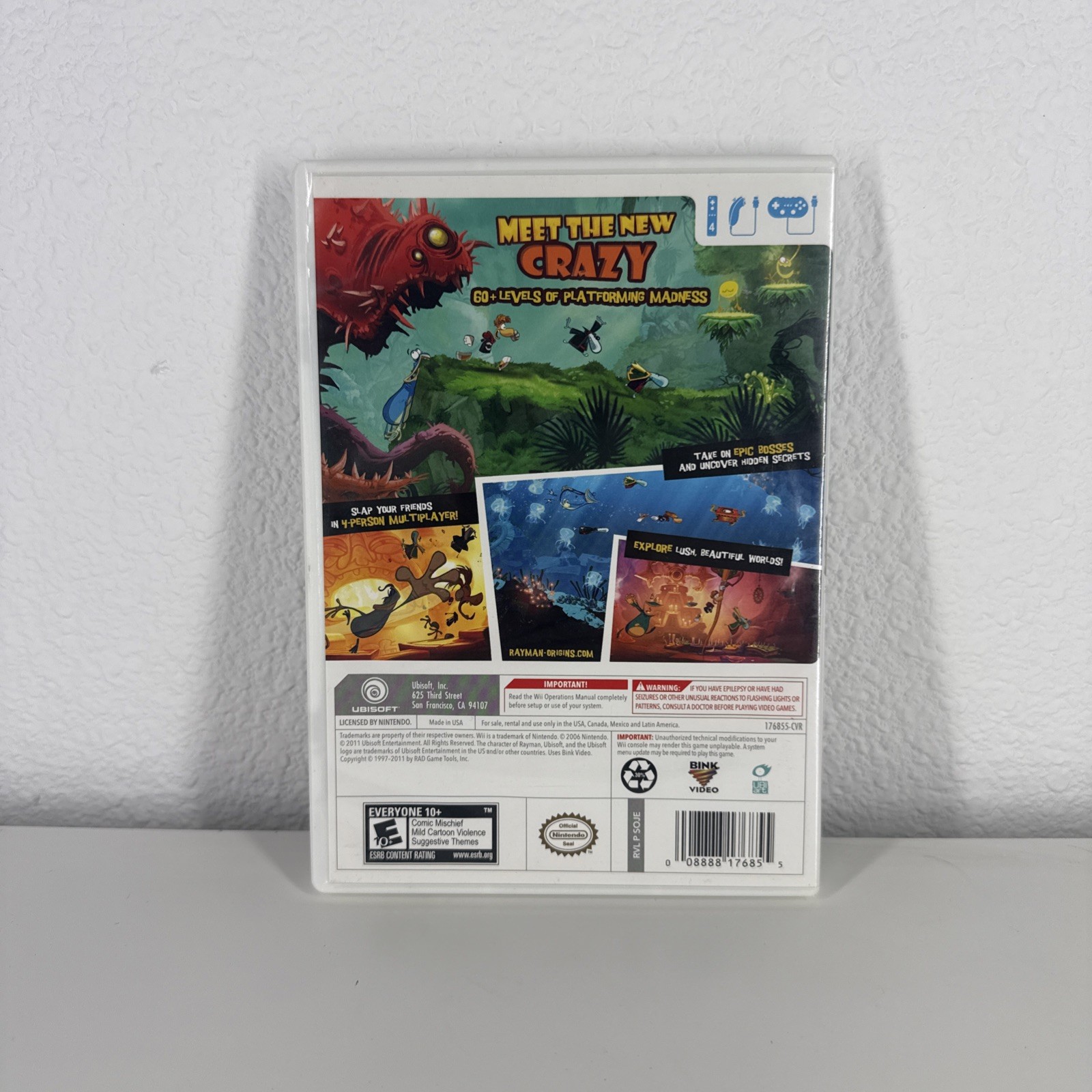 Rayman Origins Nintendo Wii 2011 Game Complete W/ Manual Disk Tested Clean