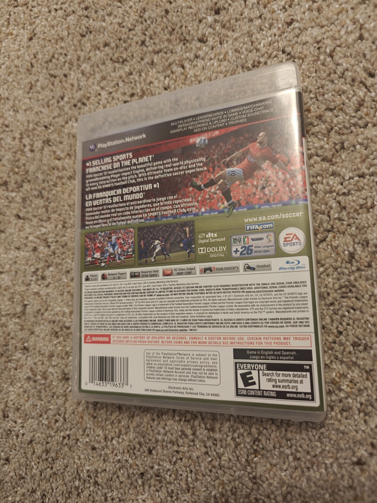 FIFA Soccer 12 PS3 PlayStation 3 CIB, Mint Disc, Clean And Working