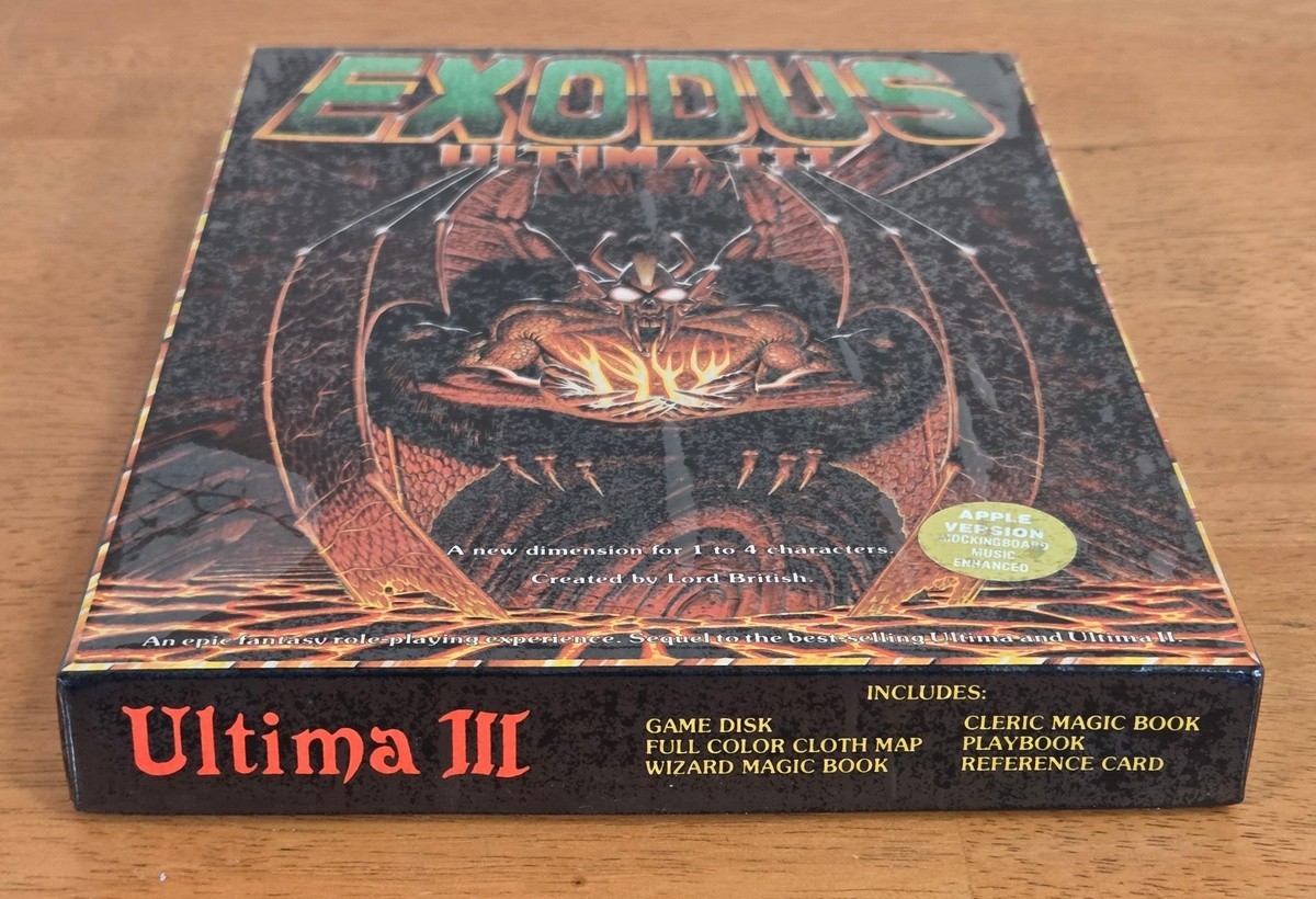 Ultima III Exodus Apple Big Box Game 5.25″ Complete CIB Cloth Map 1983 Glossy