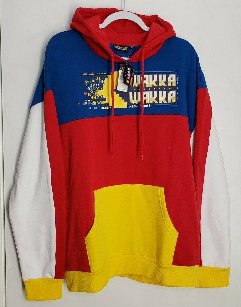 RARE Pac-Man Retro Pullover Hoodie Bandai Namco Licensed Men’s Large NEW