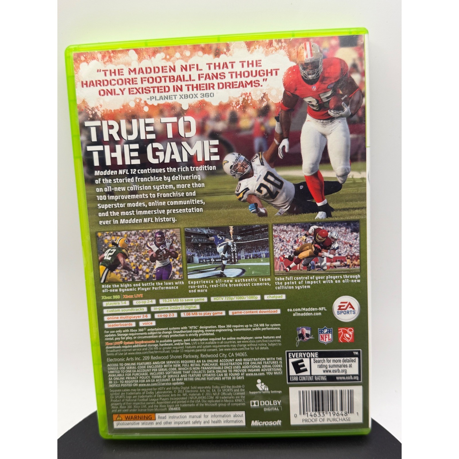Madden NFL 12 Microsoft Xbox 360 EA Sports Football Game 2011 Peyton Hillis Cove