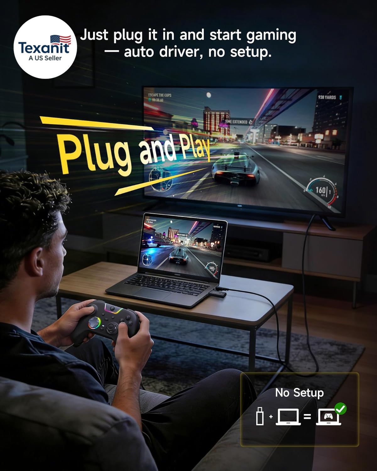 X05Pro Wireless PC Controller – Quiet-Press Buttons, 2-Stage Impulse Triggers, 2
