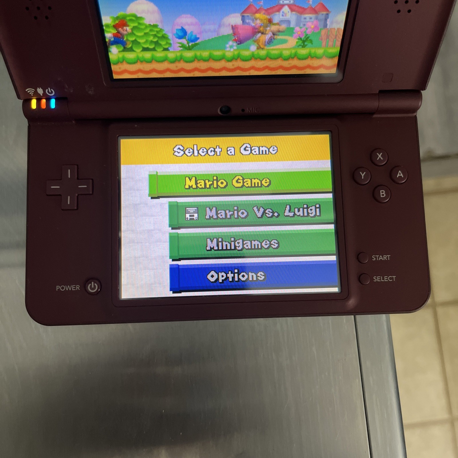 Nintendo DSi XL DS Burgundy Wine Red UTL-001 , Charger Little Discolored