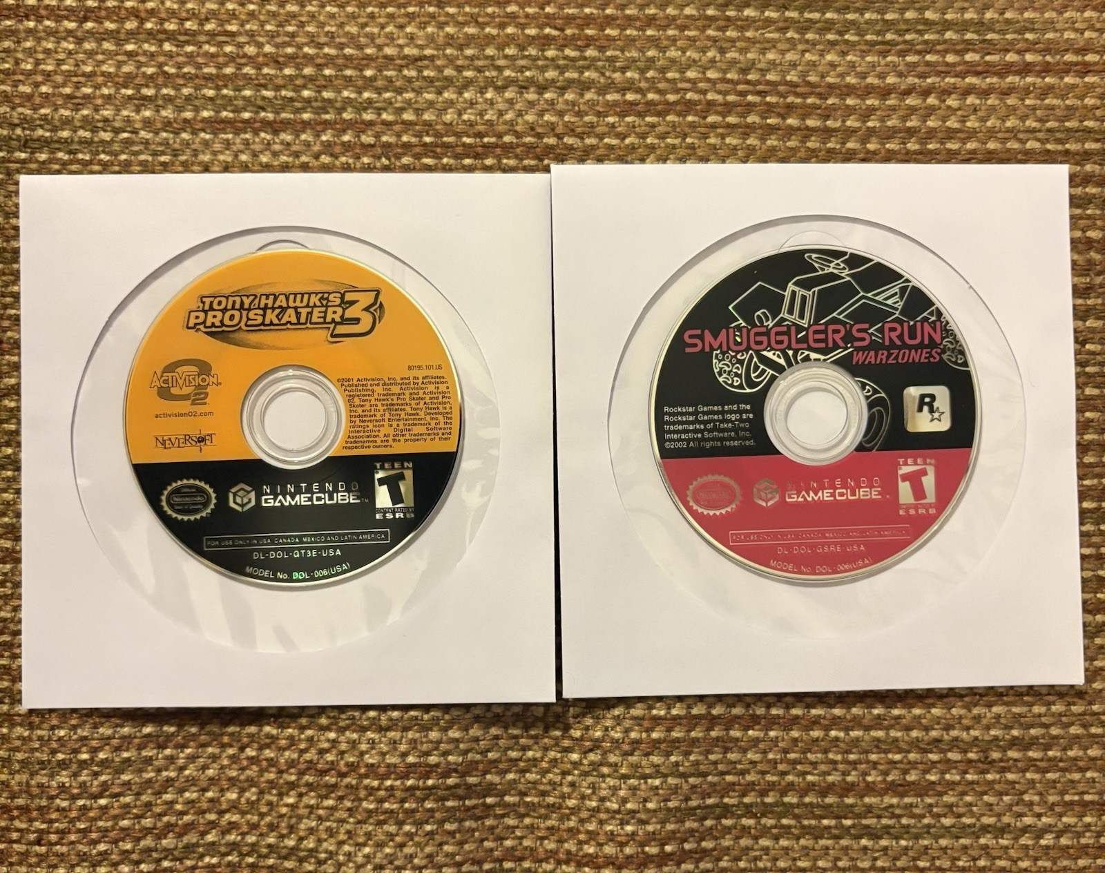 Gamecube Bundle (Tony Hawk 3- Needs Resurfacing, Smugglers Run Warzones- Good)