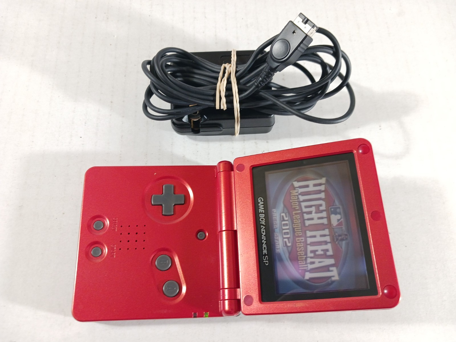 GBA SP Console Flame Red AGS-001 Nintendo Game Boy Advance Tested Good Shape