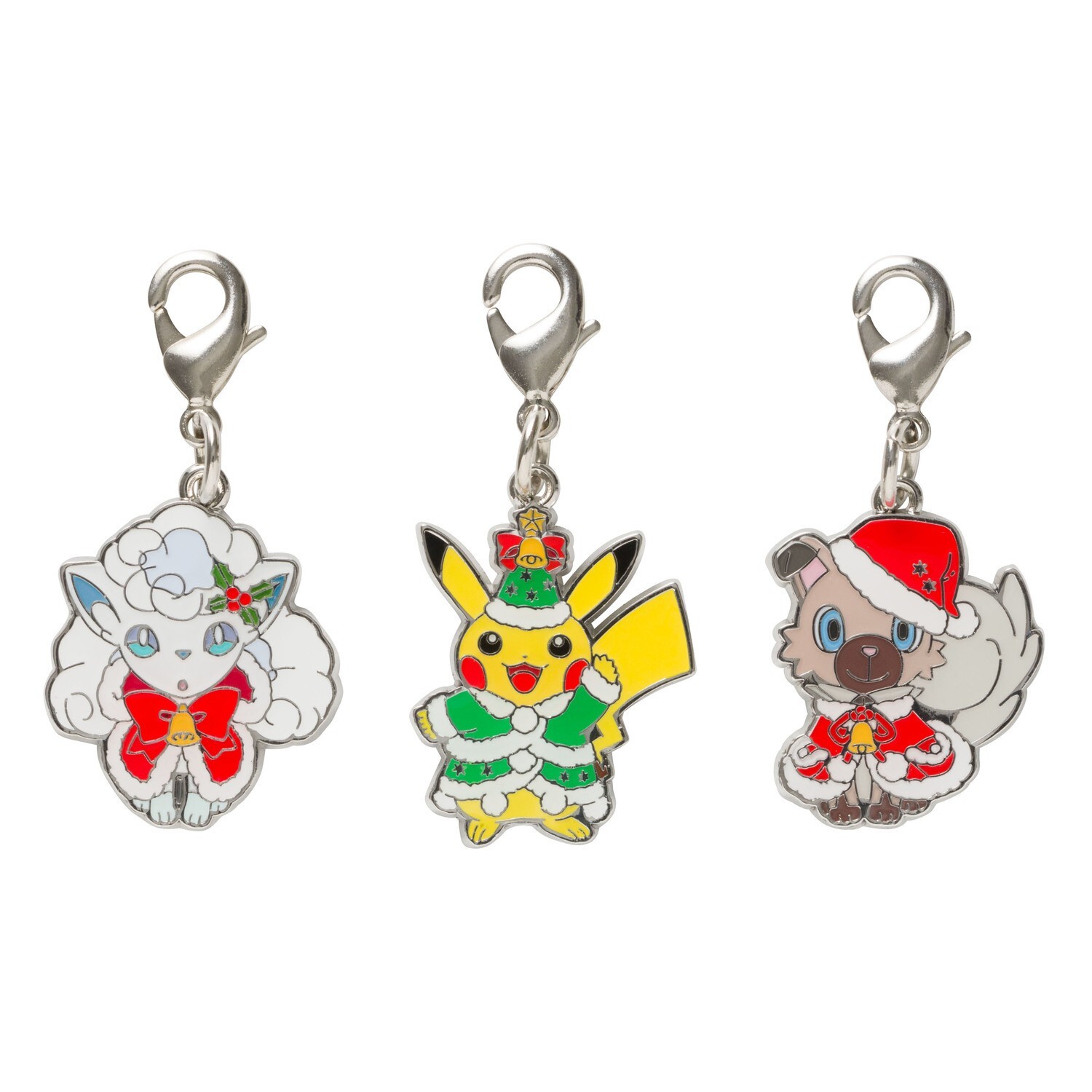 Pokemon Center Japan Christmas 2017 Metal Charm Alolan Vulpix Rockruff 0.9in