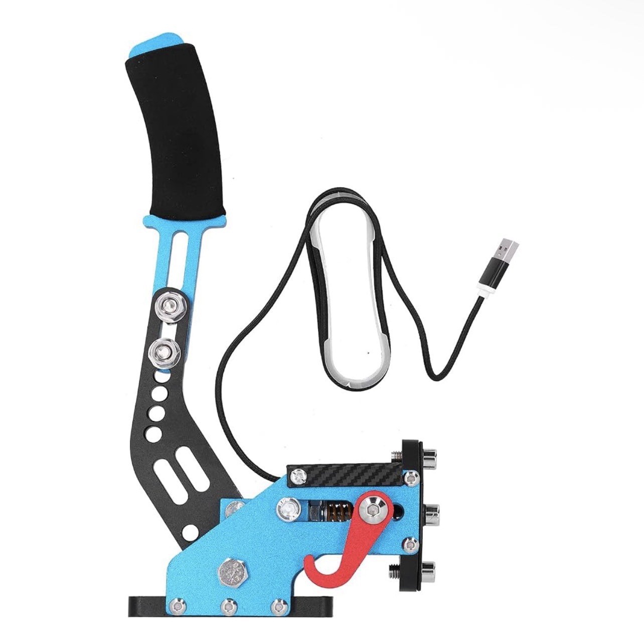USB Wired Racing Game Handbrake Lever for PC, Adjustable Aluminum, 1.2m