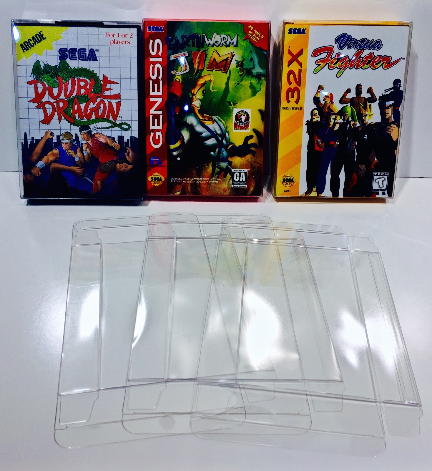 25 Box Protectors For SEGA GENESIS / MASTER / 32X Video Game Boxes Display CIB