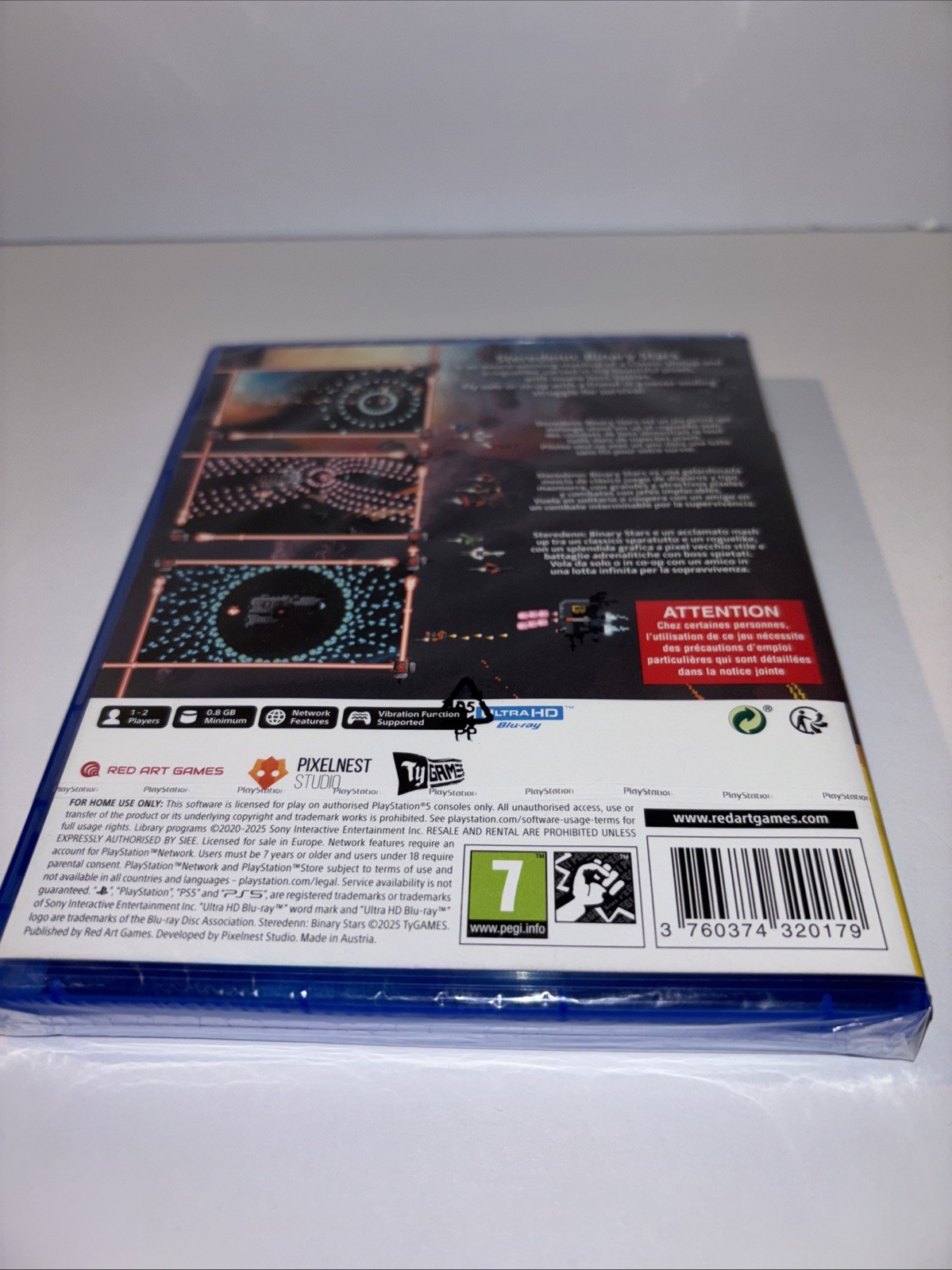 BRAND NEW STEREDENN BINARY STARS RED ART GAMES PS4 PEGI 7 USA SELLER SHOOT EM UP