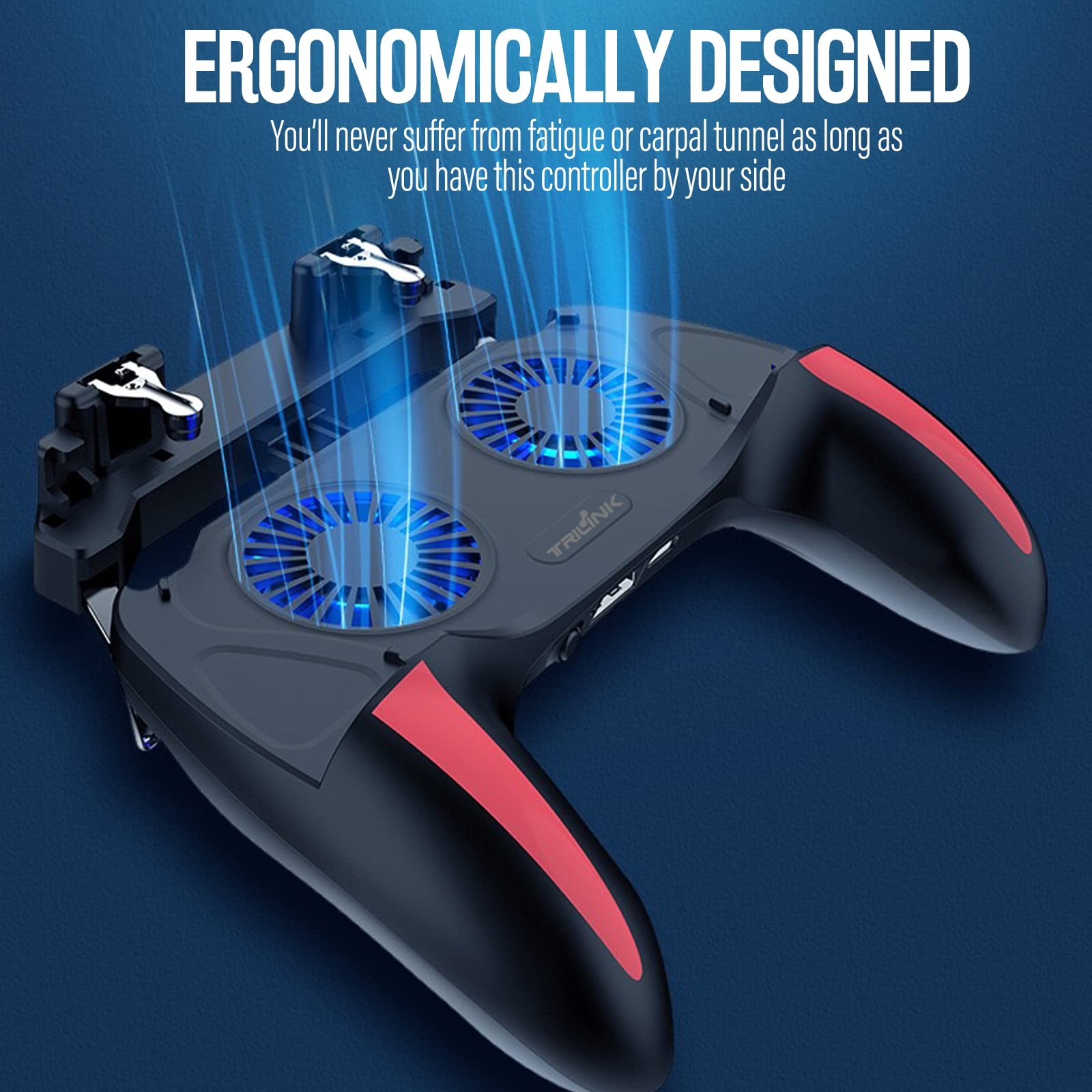Gaming Grip with Power Bank 4000mAh Cooling Fan L1R1 Triggers