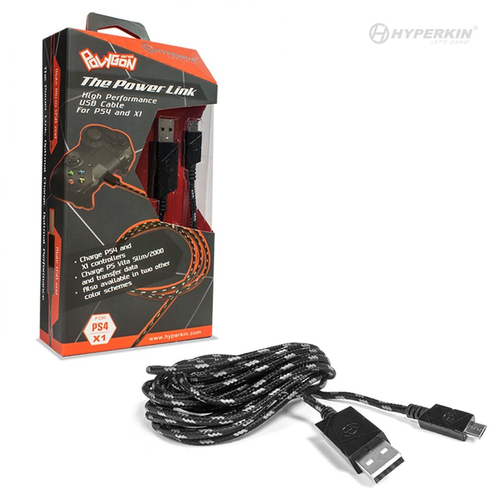 Hyperkin Polygon Usb Cable For Ps4/Xb1 Black/Grey – NEW