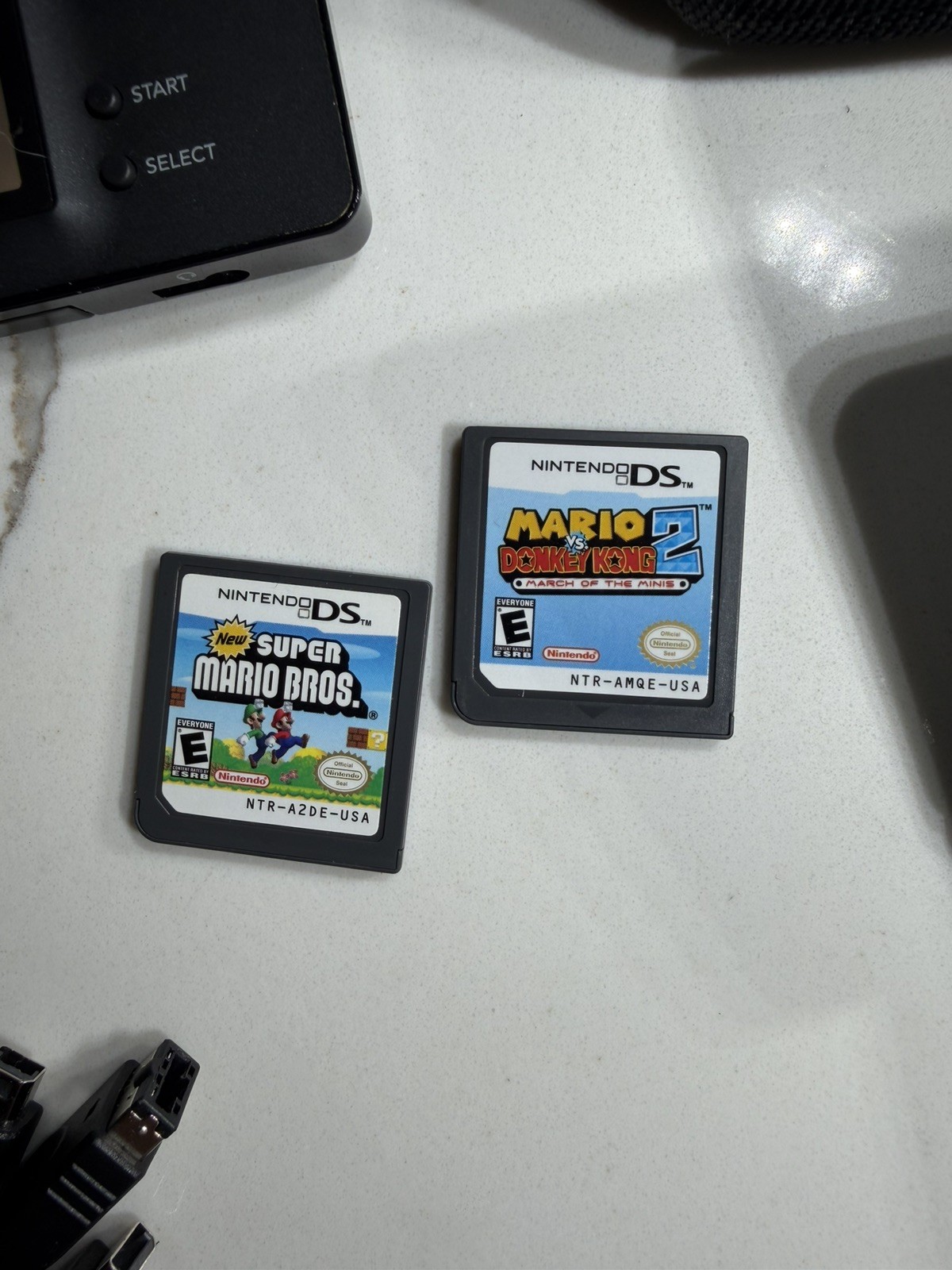 Nintendo DS Original Platinum Silver + DS Lite Black + Mario Games + Charger Lot