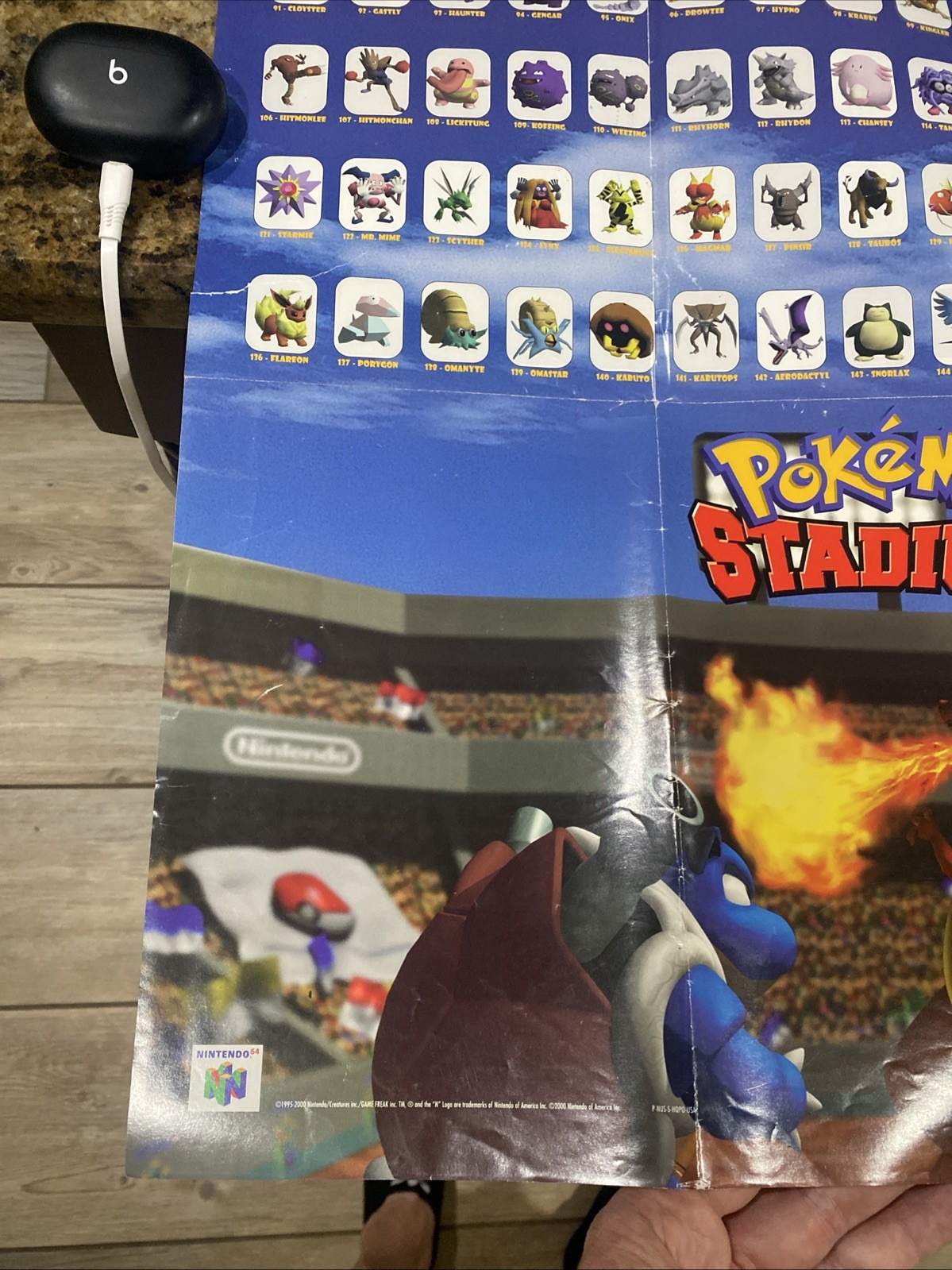 Vintage 2000 Pokemon Stadium Nintendo 64 Used Poster Promo RARE (31×20)