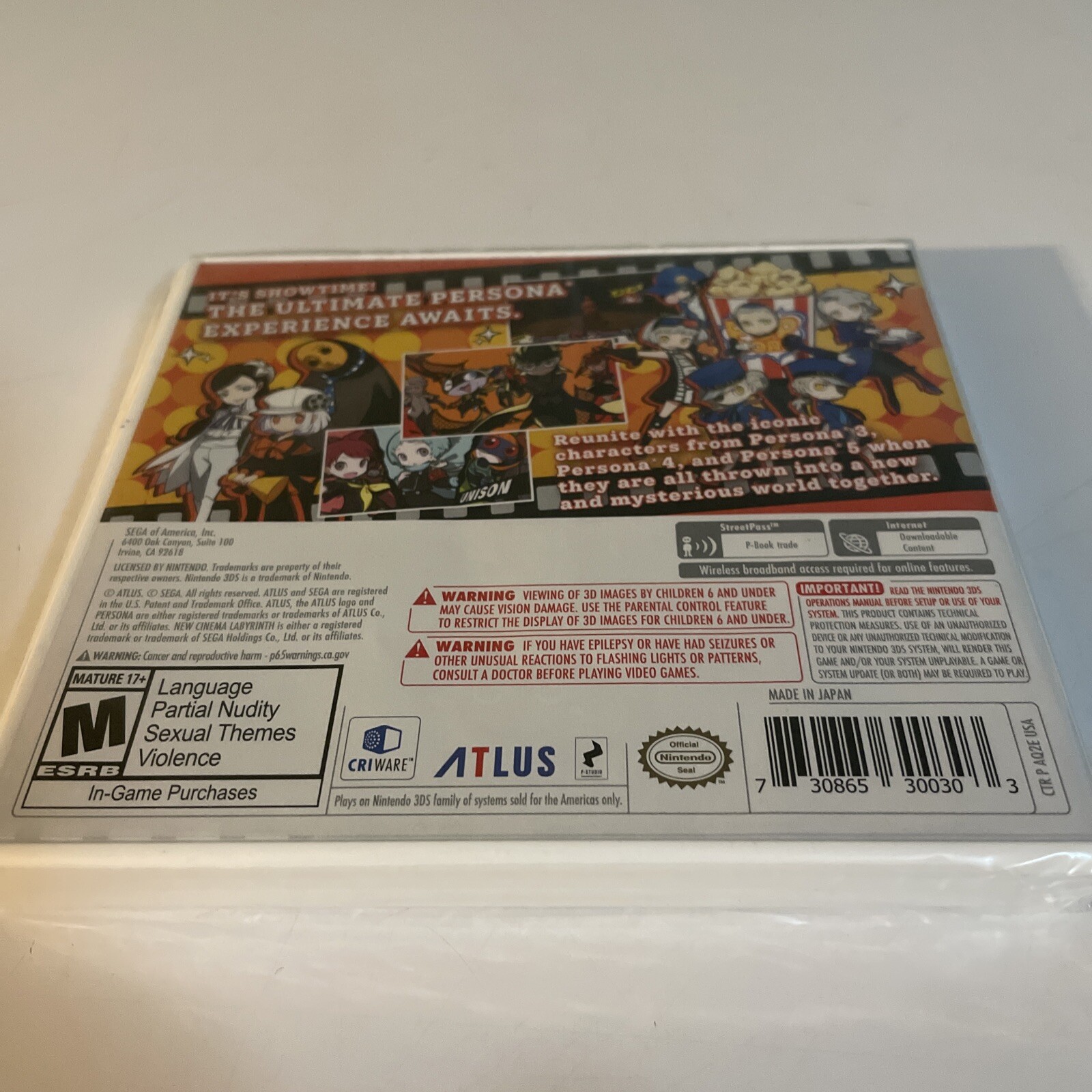 Persona Q2 New Cinema Labyrinth Launch Edition Buttons FACTORY SEALED