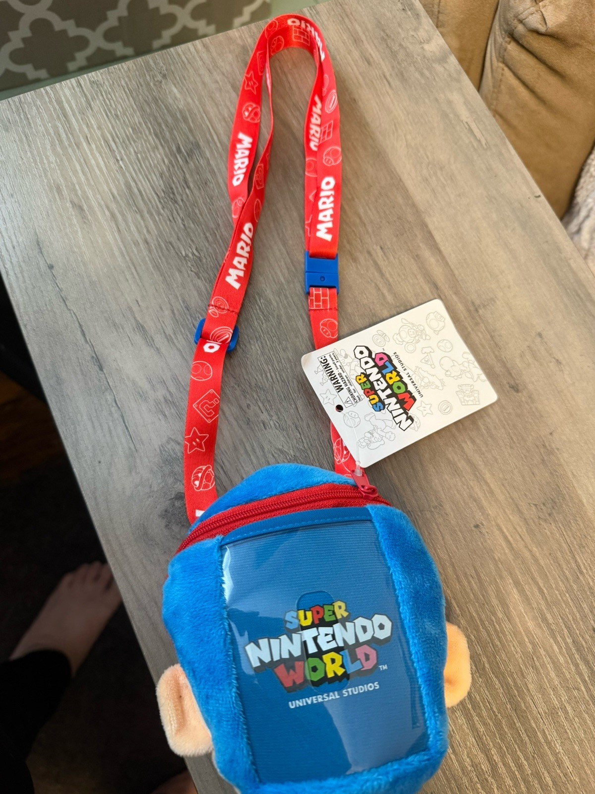 Super Nintendo World Mario Kids Plush Lanyard Pouch ID NWT Universal Studios