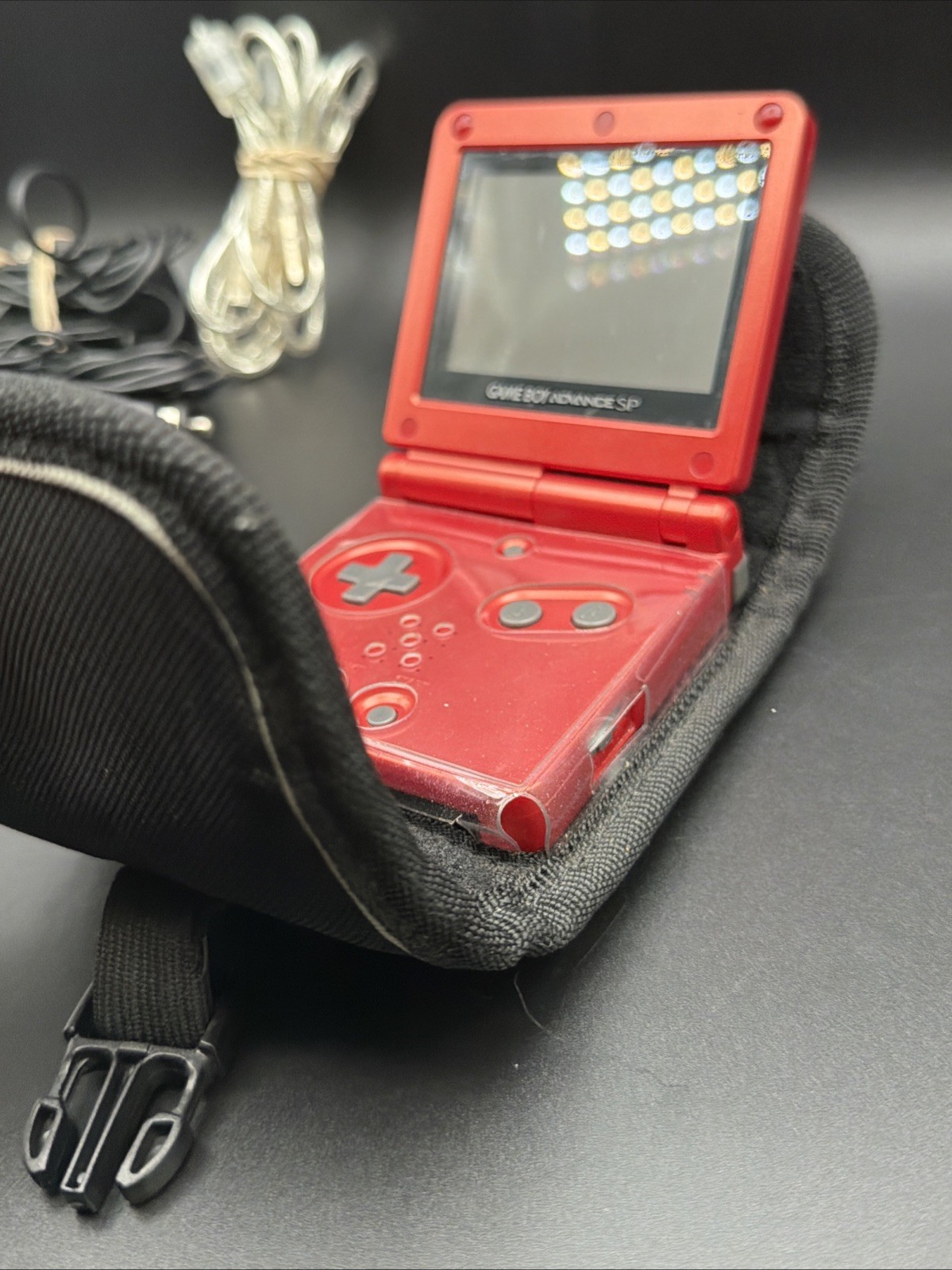 GBA SP Console Flame Red AGS-001 Nintendo Game Boy Advance Tested Good Shape