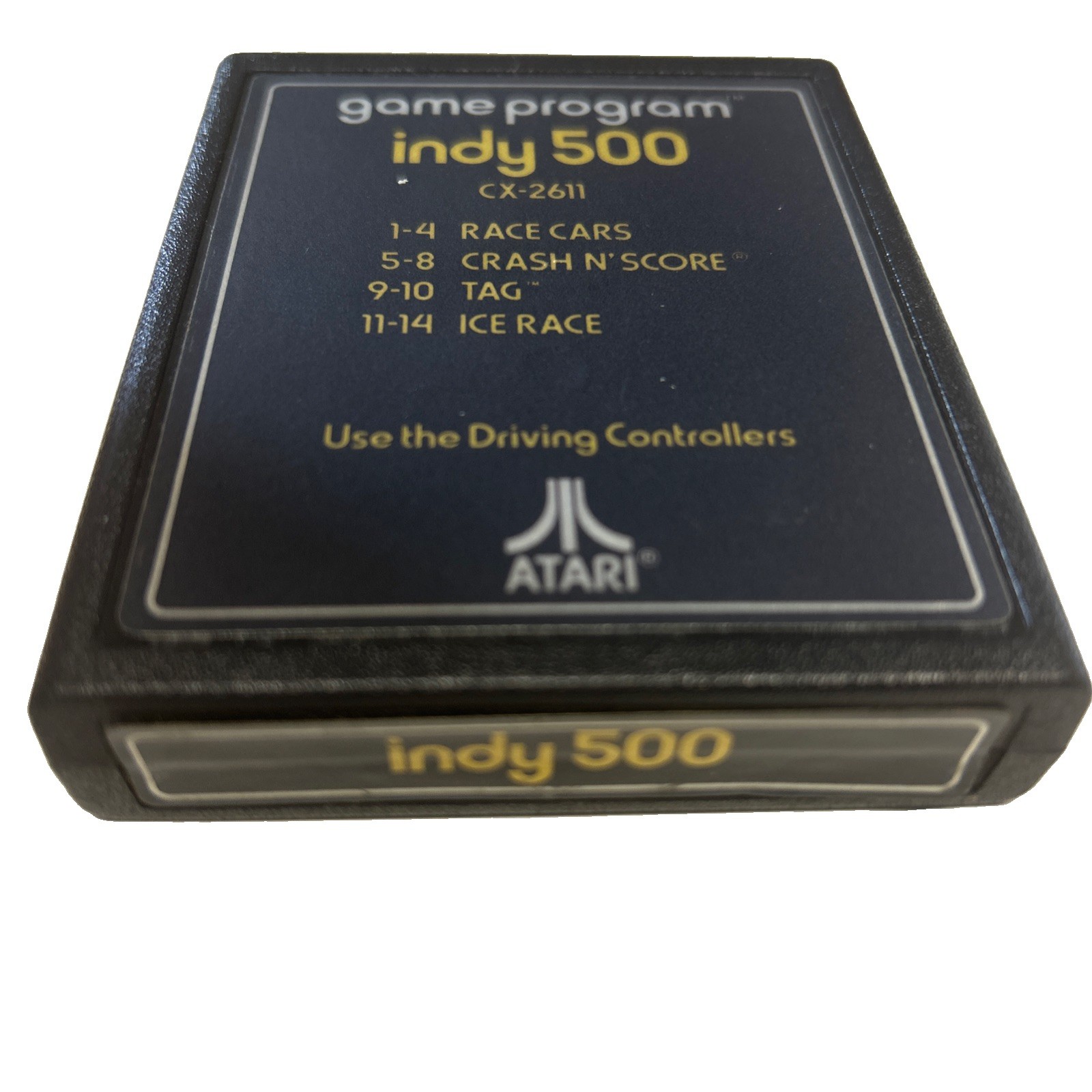 Atari 2600 Indy 500 Game Cartridge Vintage 1977, Gold Text