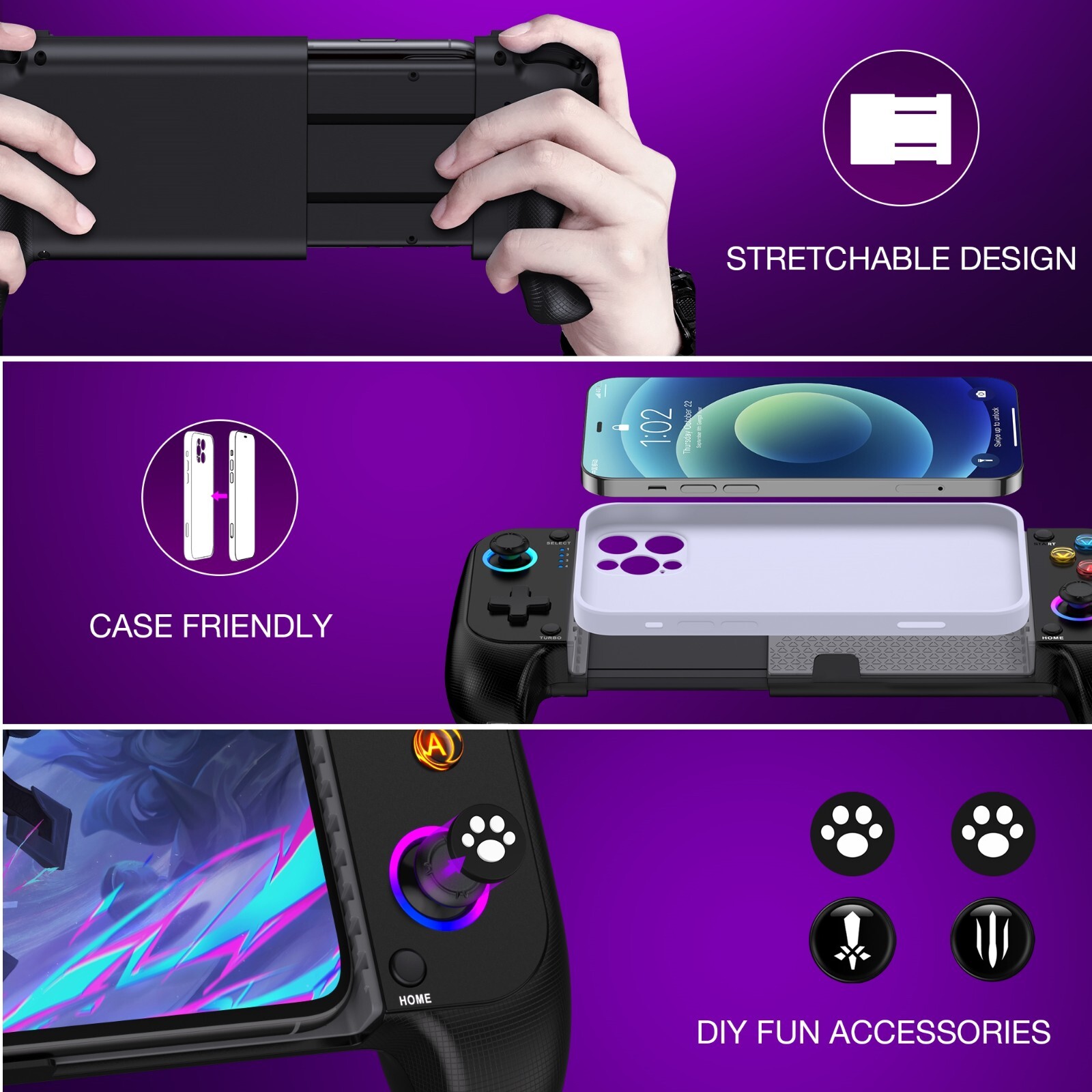 Phone Controller for iPhone/Android with Hall Joystick,Android&iOS Controller
