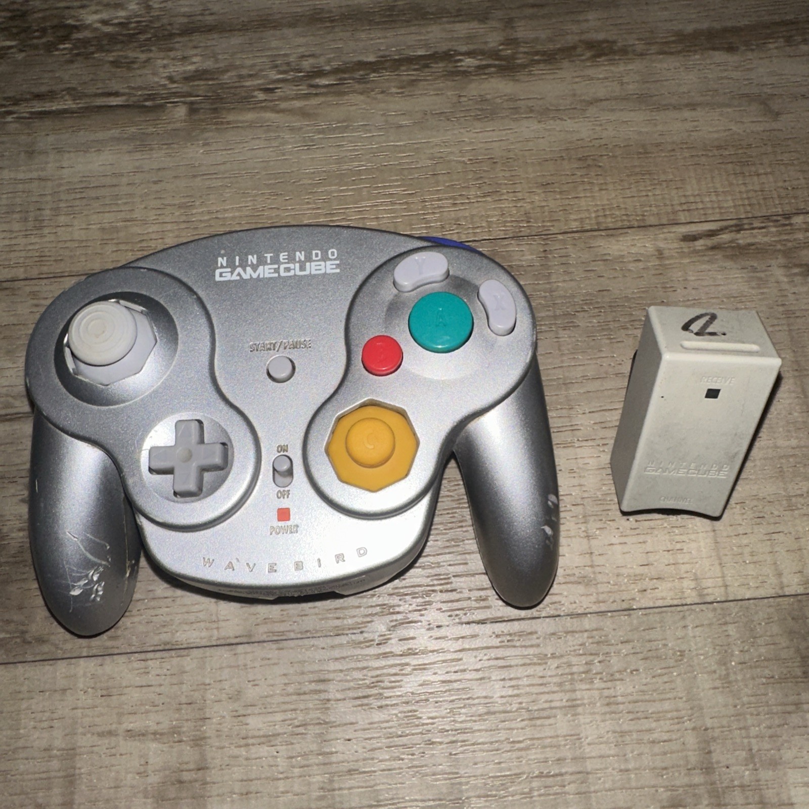 Nintendo Gamecube Wavebird Platinum Controller w/ Receiver -Tested & Working🔥🚢