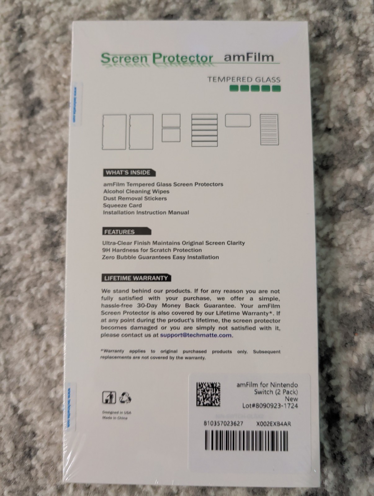 amFilm Tempered Glass Screen Protector Nintendo Switch 2 Pack 9H Ultra Clear
