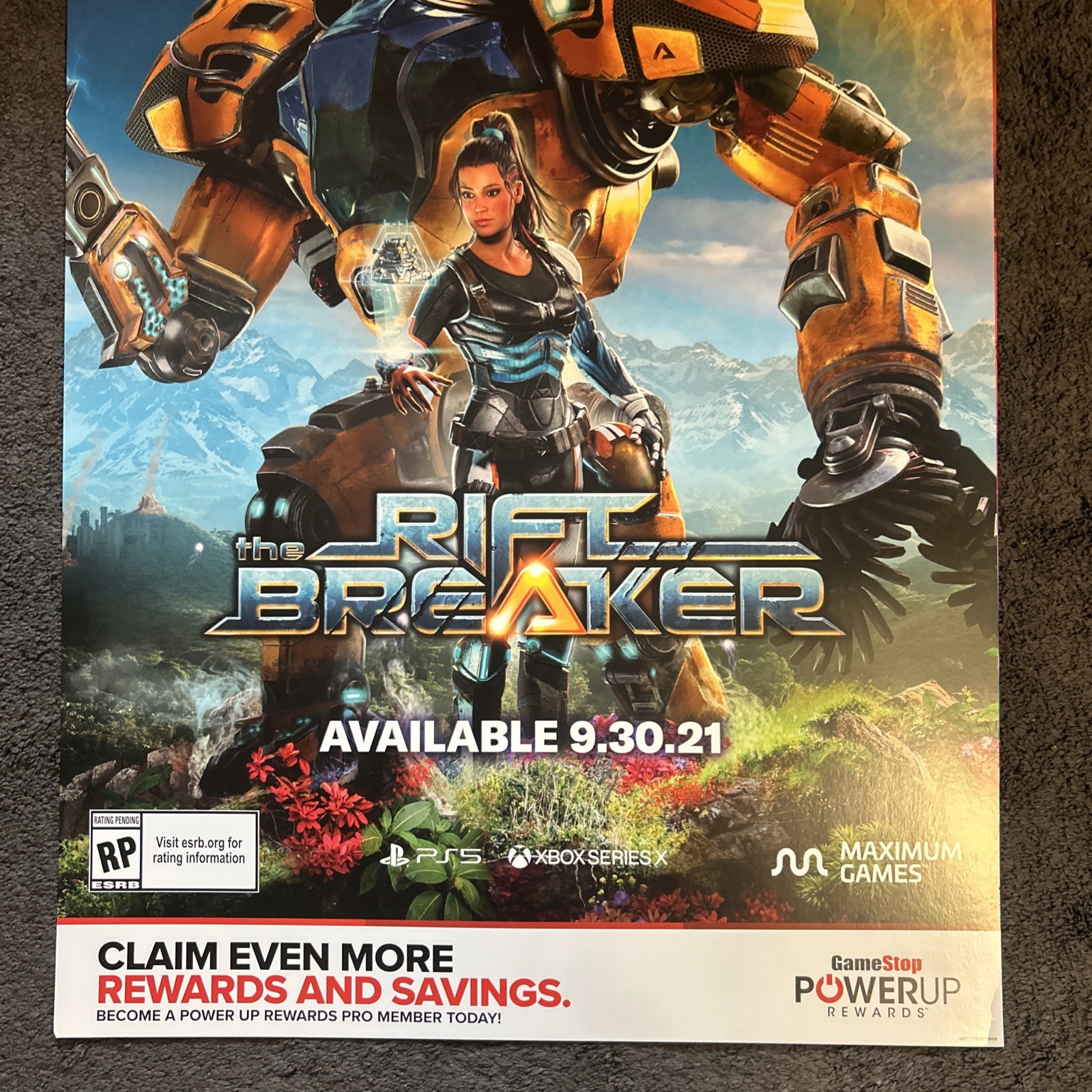 The Rift Breaker GameStop Promo Poster PS5 Xbox Series X 28 x 22