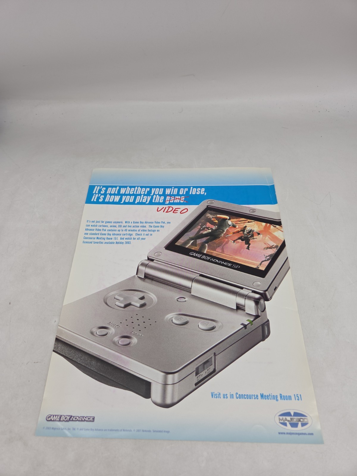 Rare Game Boy Advance Video Pack E3 2003 Promotional Flyer Majesco