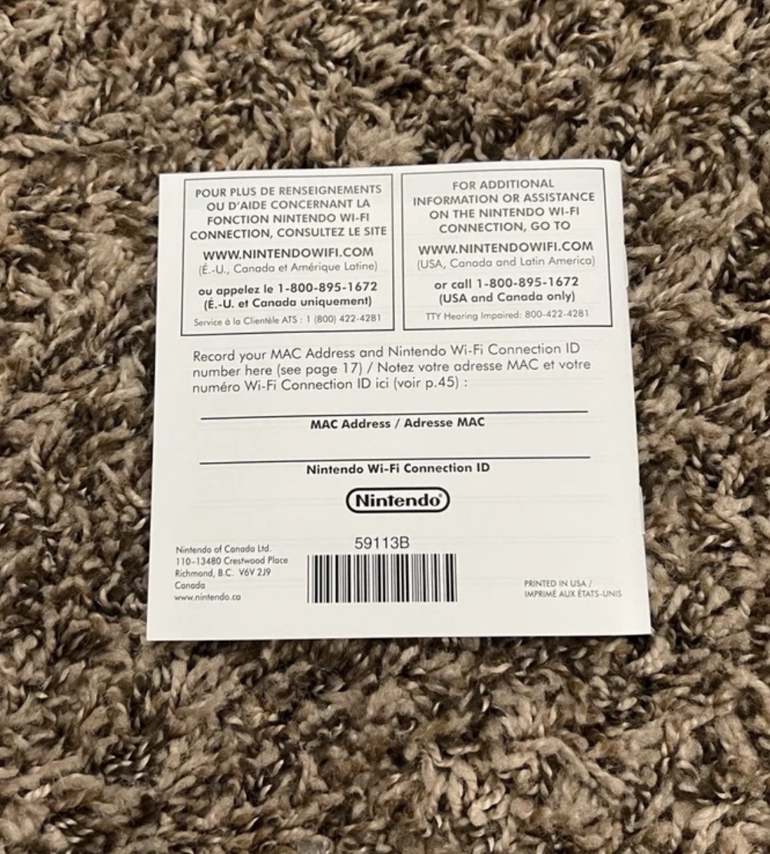 Nintendo DS Wi-Fi Connection Booklet Manual Insert Complete Your Game!