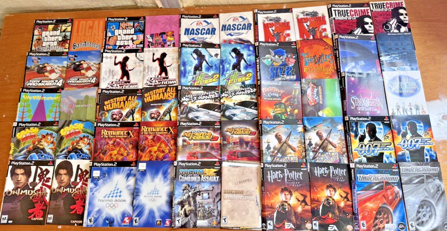 ASSORTED PS2 COVER ART AND MANUALS – 25 TOTAL – NO GAMES