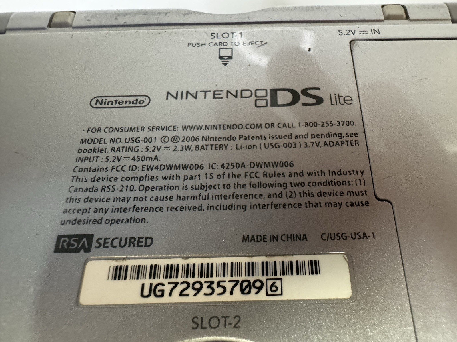 Nintendo DS Lite System Portable Gaming Console – Silver CLEAN