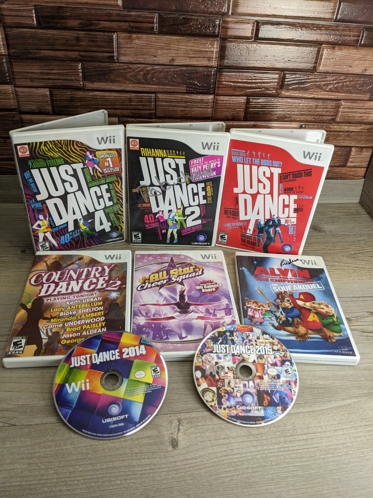 Nintendo Wii 8 Game Dance Bundle Just Dance 1 2 4 2014 2015 Alvin & the Chipmunk