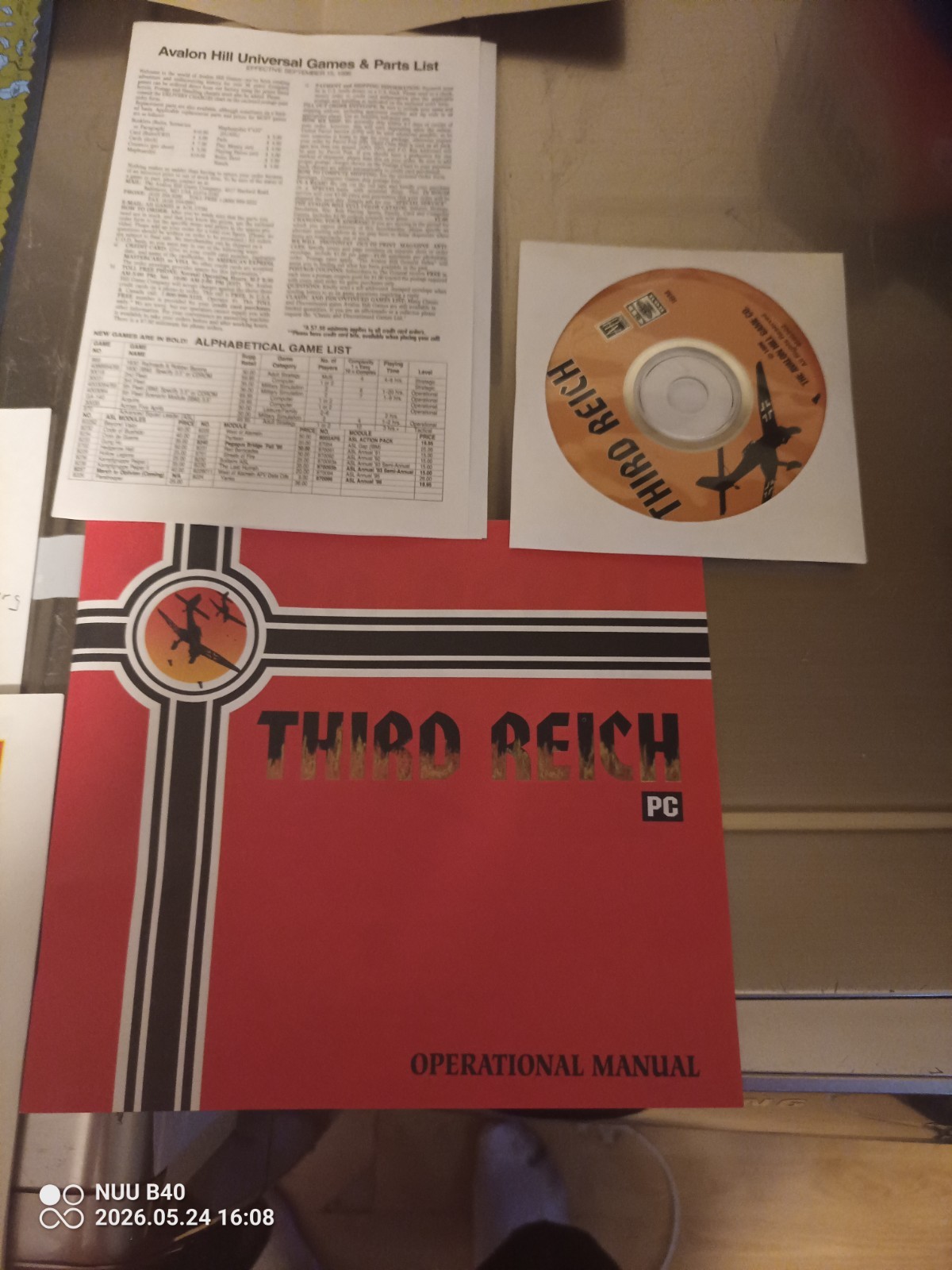 Third Reich PC (PC, 1996) cib with manuals, map and registration.