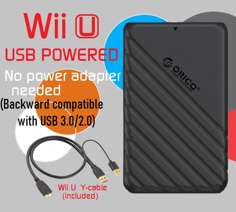 1TB or 500GB External Hard Drive for Nintendo Wii U Orico Expansion Drive