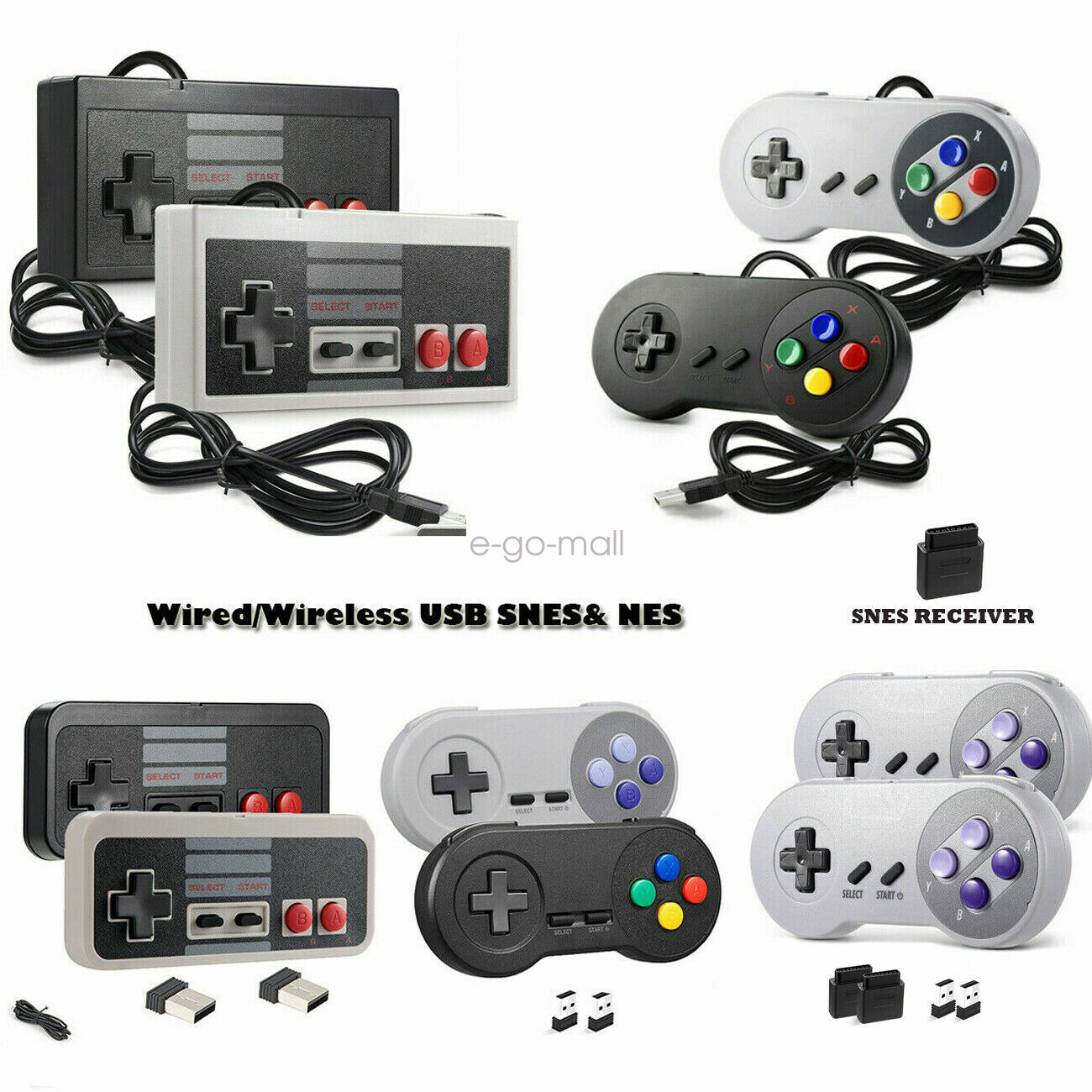 USB Wired/Wireless SNES /NES PC Gamepad Controller for Mac Windows PC Raspberry