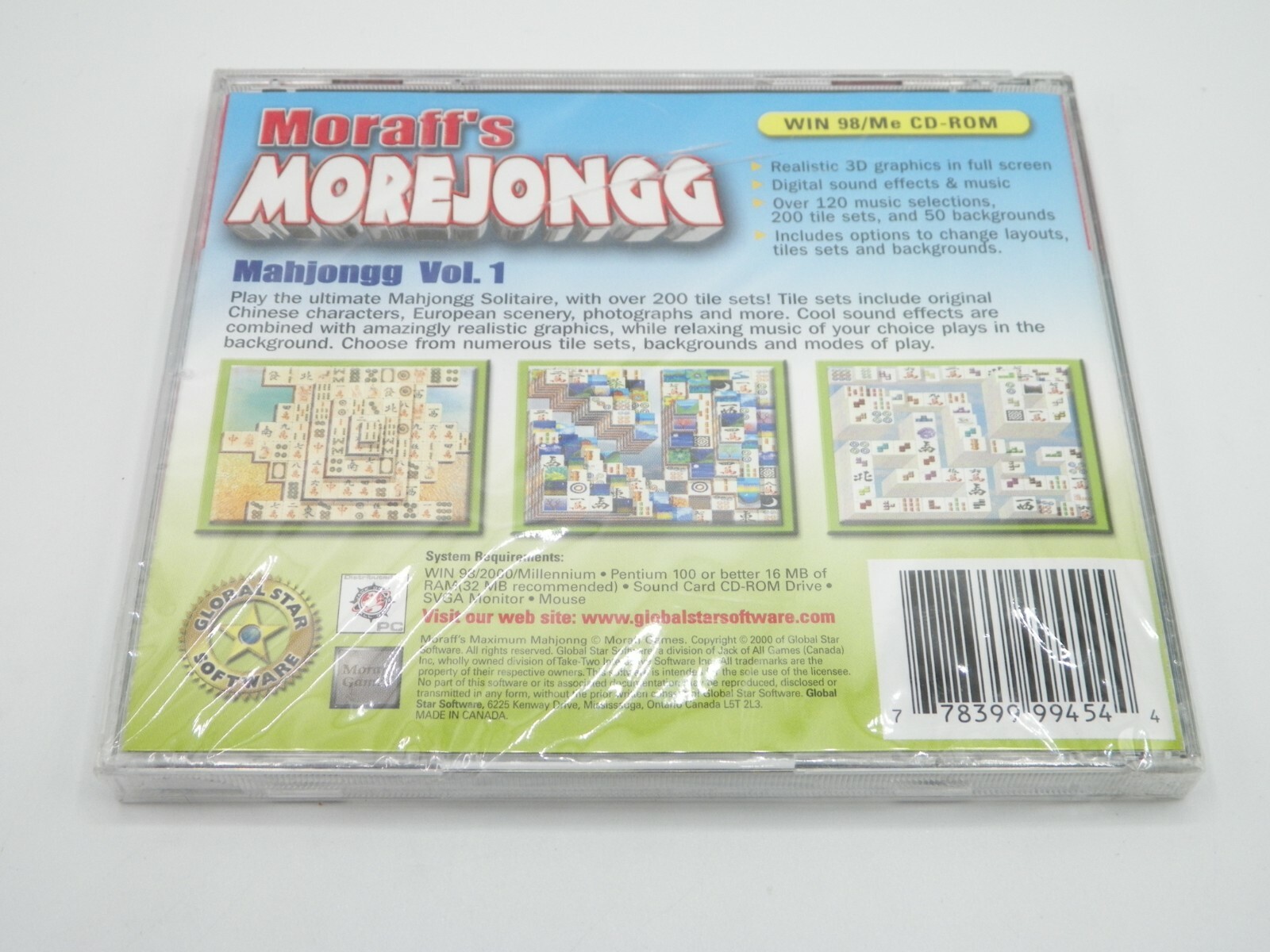 Moraff’s MoreJongg Mahjongg Vol. 1 PC Win 98/ME CD ROM BRAND NEW
