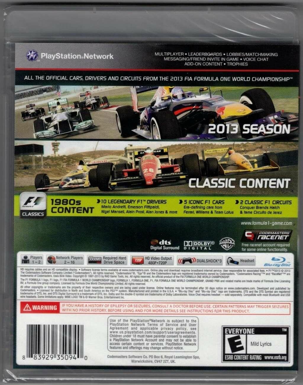 F1 2013 PS3 (Brand New Factory Sealed US Version) PlayStation 3, Playstation 3