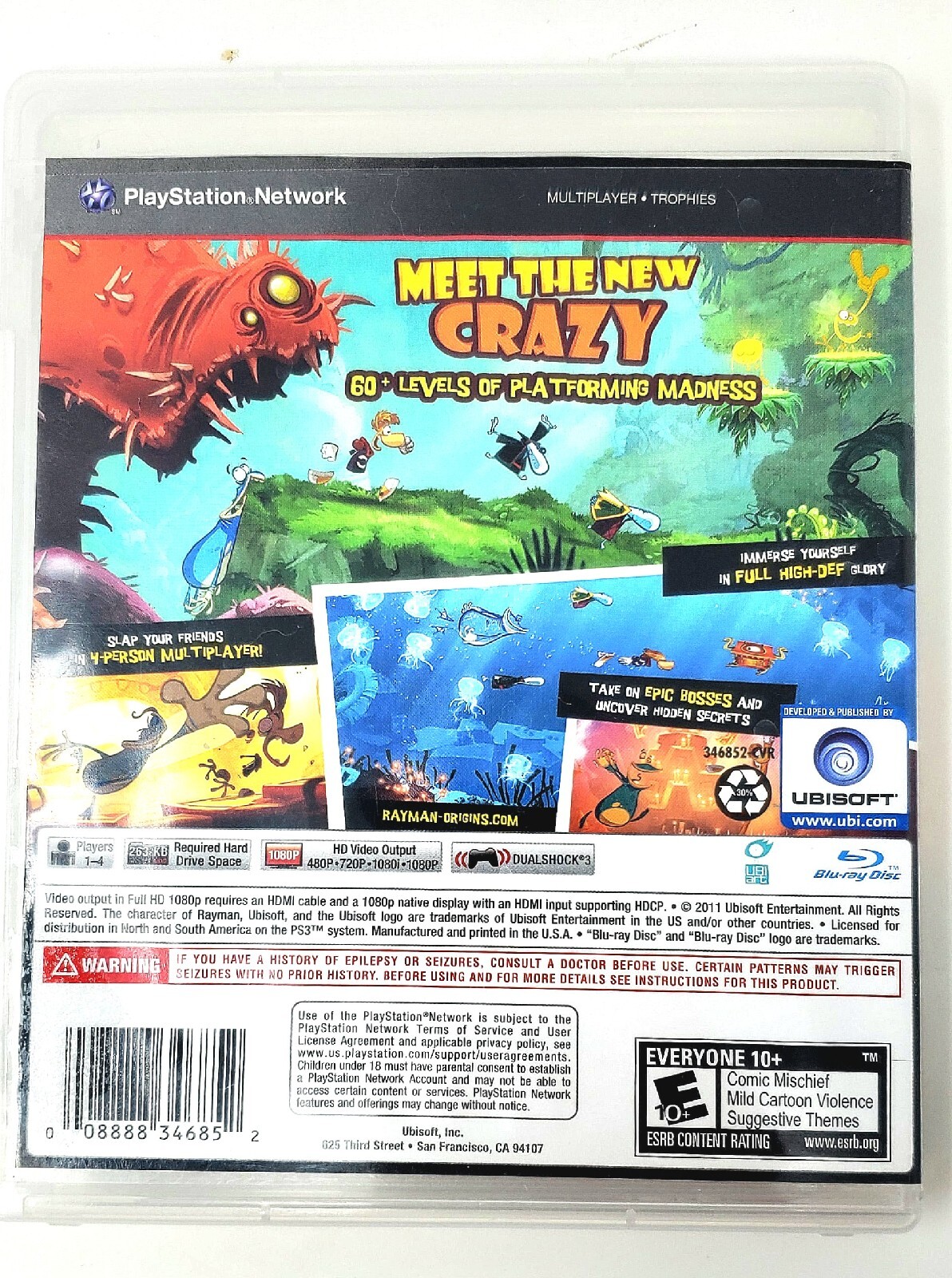 Rayman Origins (Sony PlayStation 3, 2011) PS3 Complete with Manual Tested