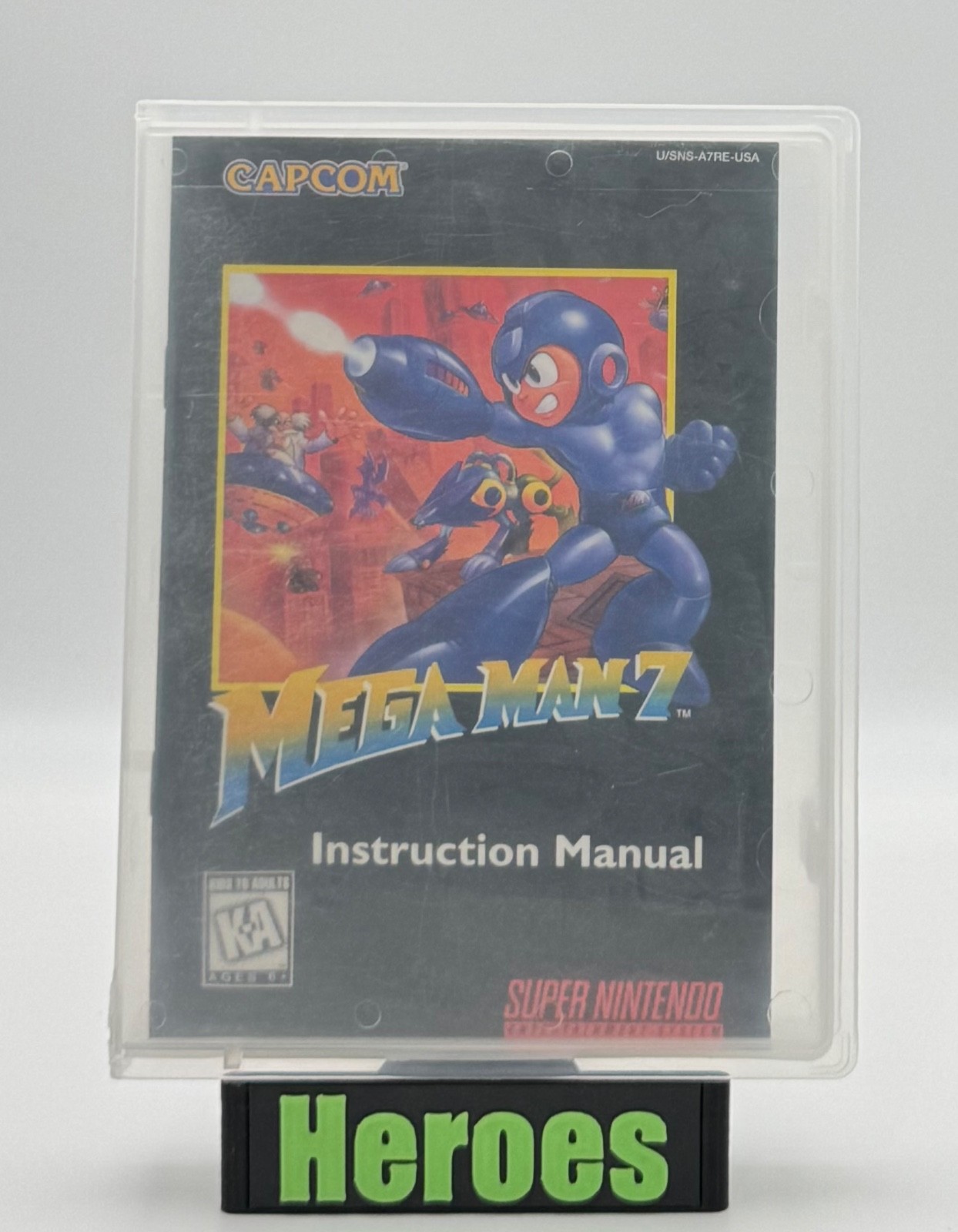 Super Nintendo SNES Mega Man 7, Game, Case, Instructions, Verified Working