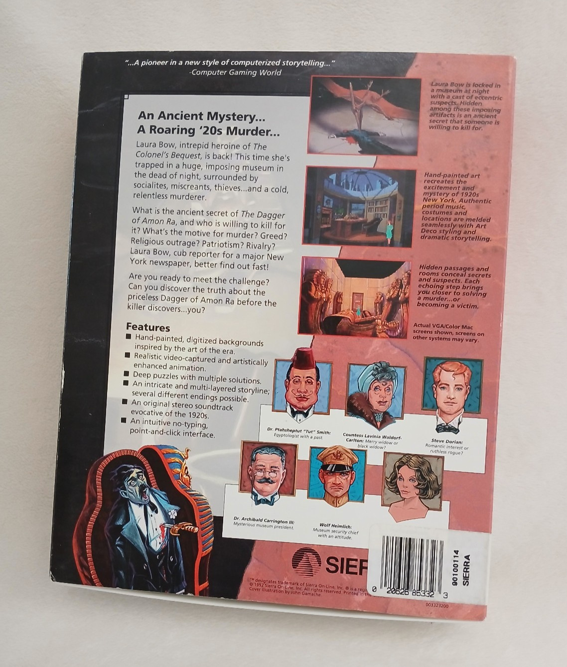 Vintage 1992 Sierra Dagger of Amon Ra Big Box PC 3.5 disk Complete VG