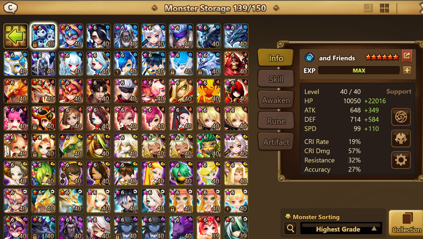 Summoners War Global Giana, Akroma, Lars, Hilda (4 LD 5s), +175 vio