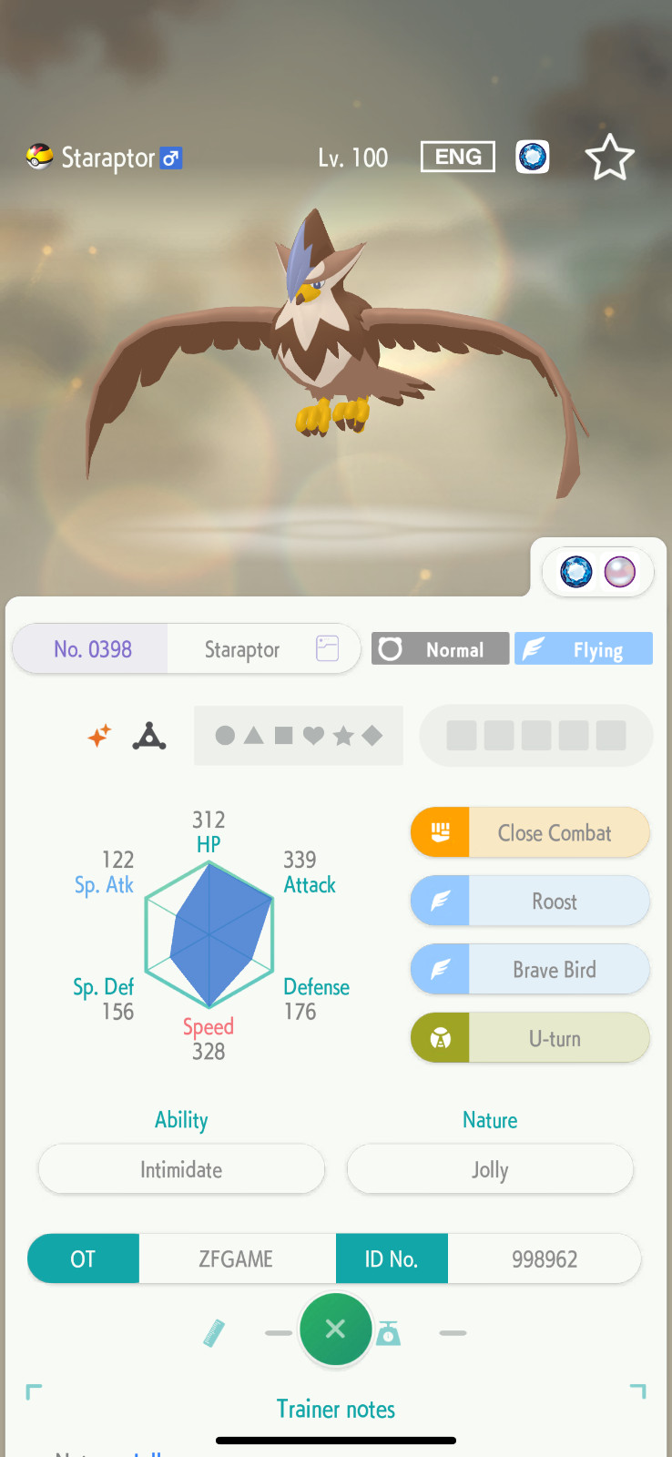 ✨6IV SHINY Staraptor + EVS🚀 POKEMON HOME✨Champions✨Online delivery⚡