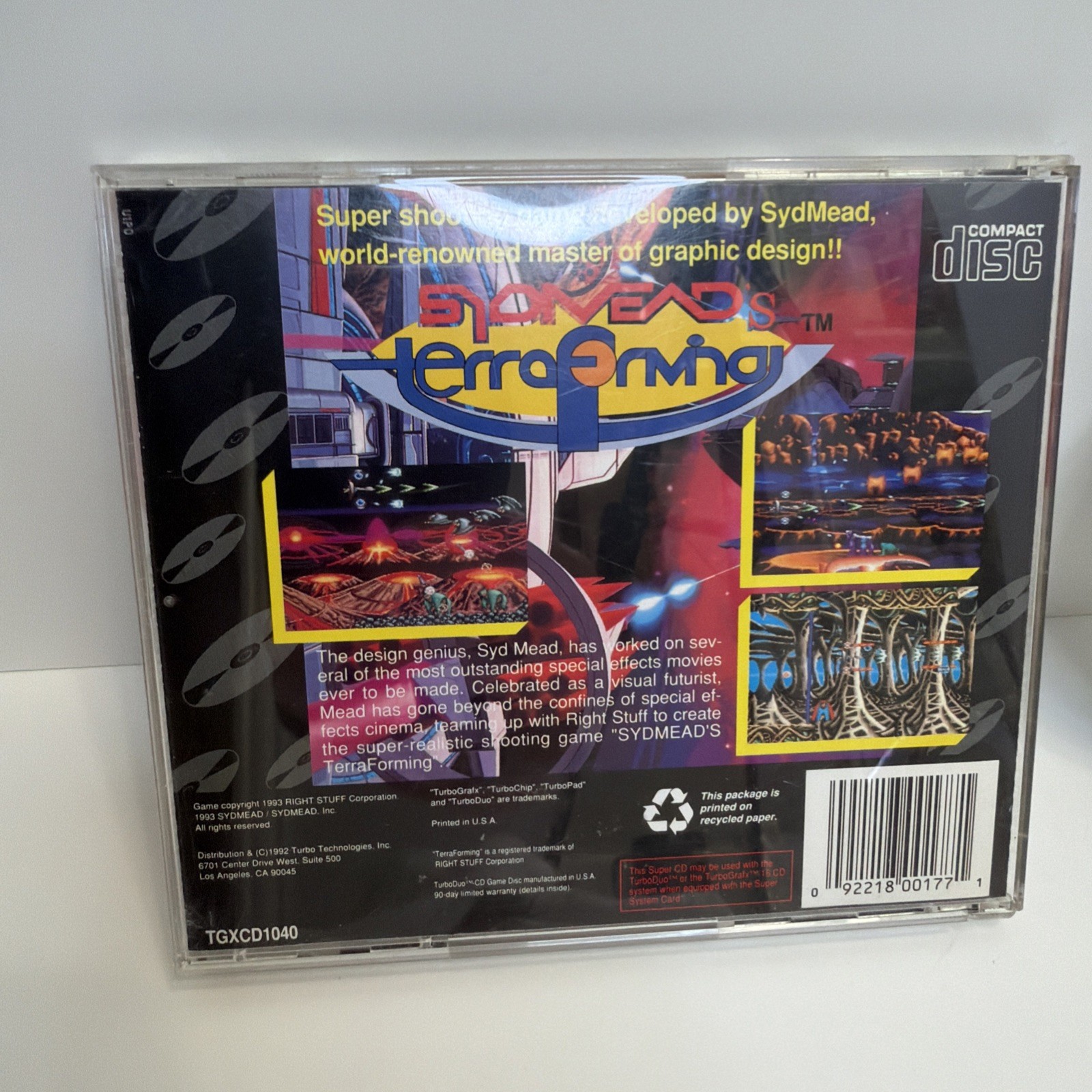 Syd Mead’s Terraforming TurboGrafx-16 CD Turbo Duo Tested Complete CIB