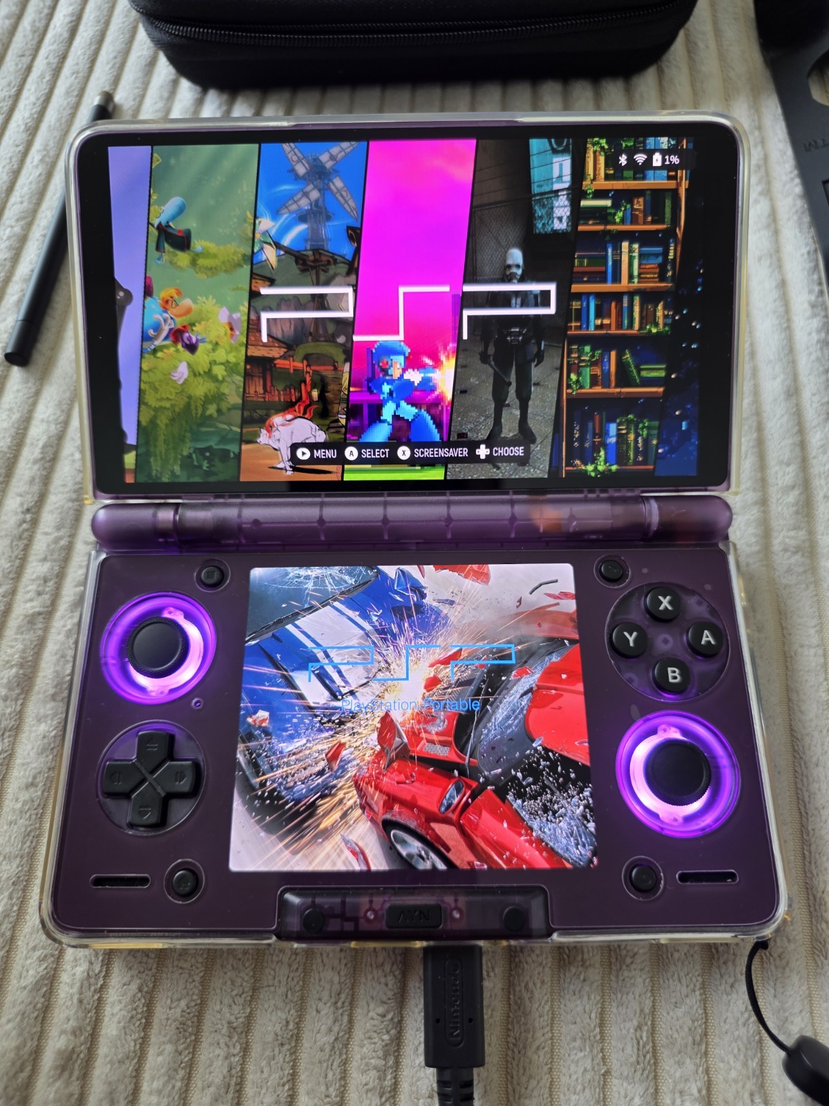 Ayn Thor Purple Max 1TB PLUS 1 TB SD CARD With Games Installed ES-DE Frontend