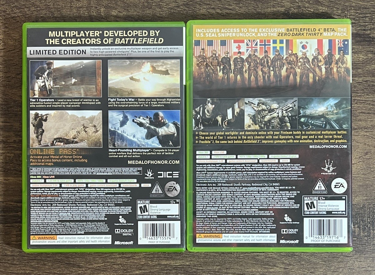 Xbox360 Lot of 2: Medal Of Honor Limited Edition & Warfighter Limited Edition